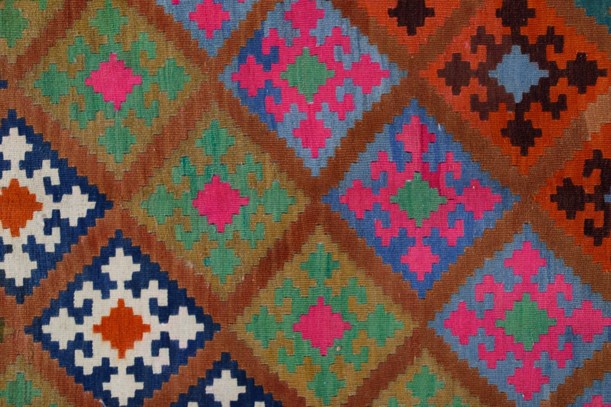 Handmade Vintage Persian Ghasghai Kilim | 324 x 173 cm | 10'8" x 5'8" - Najaf Rugs & Textile