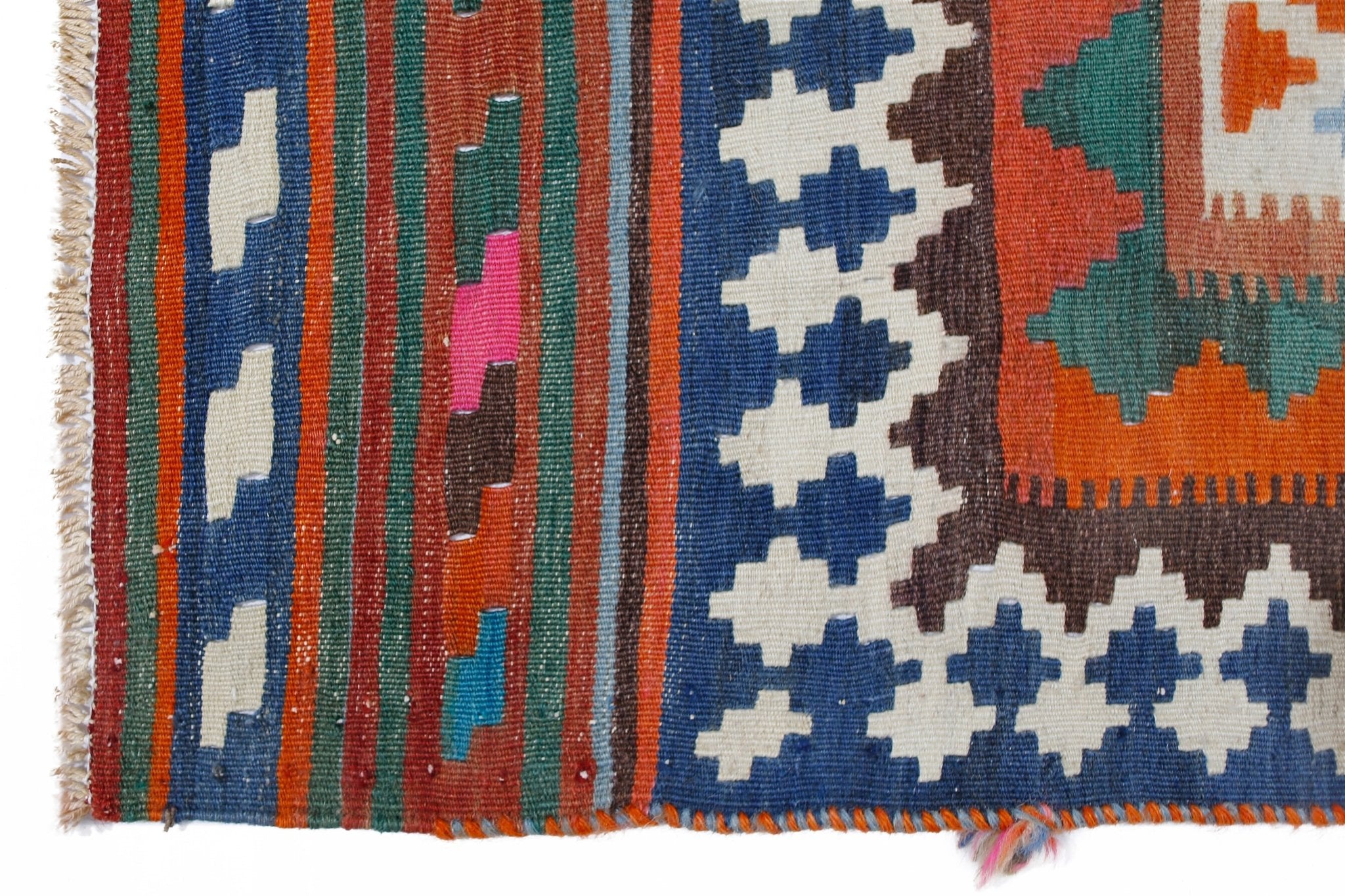 Handmade Vintage Persian Ghasghai Kilim | 324 x 173 cm | 10'8" x 5'8" - Najaf Rugs & Textile