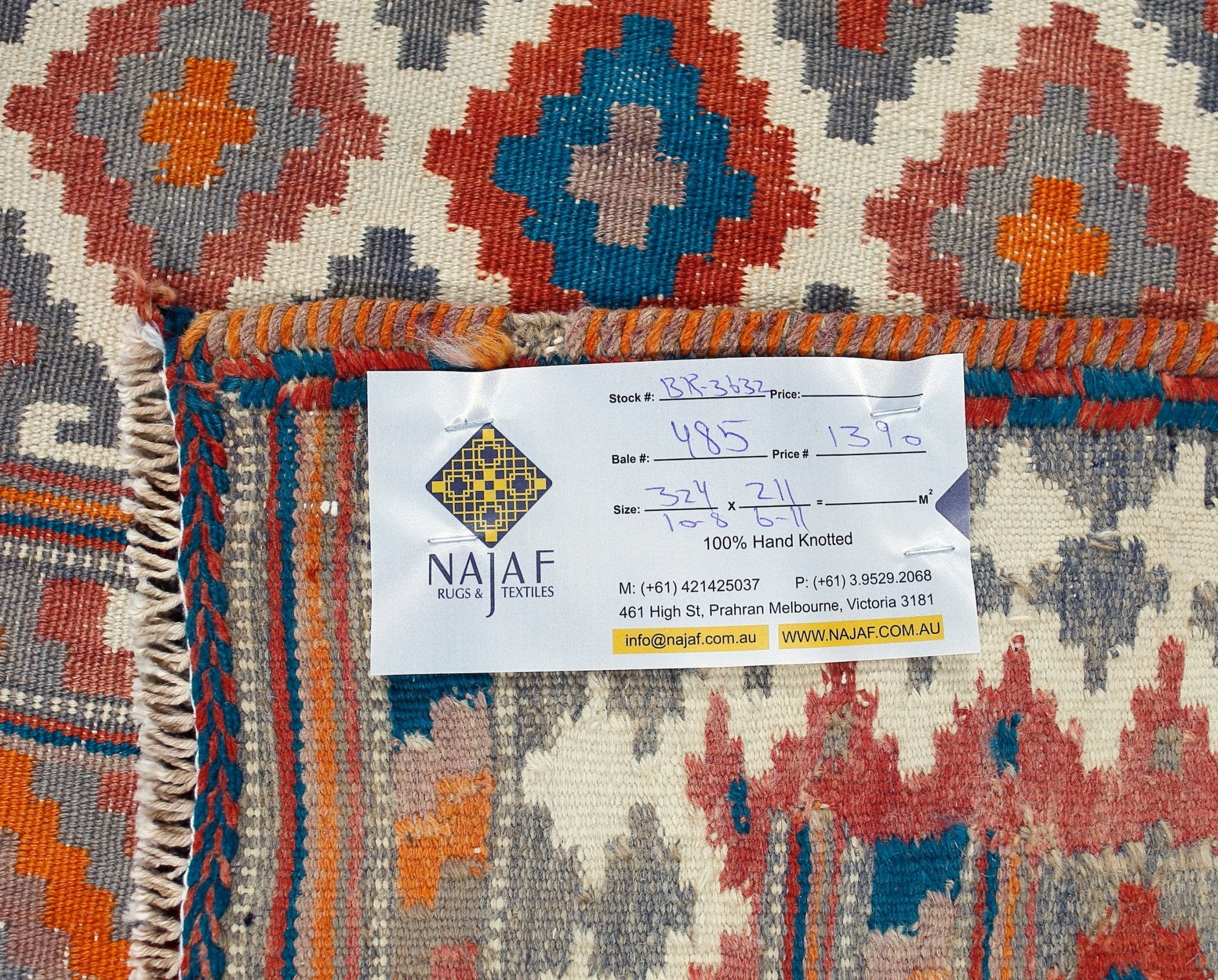 Handmade Vintage Persian Ghasghai Kilim | 324 x 211 cm | 10'8" x 6'11" - Najaf Rugs & Textile