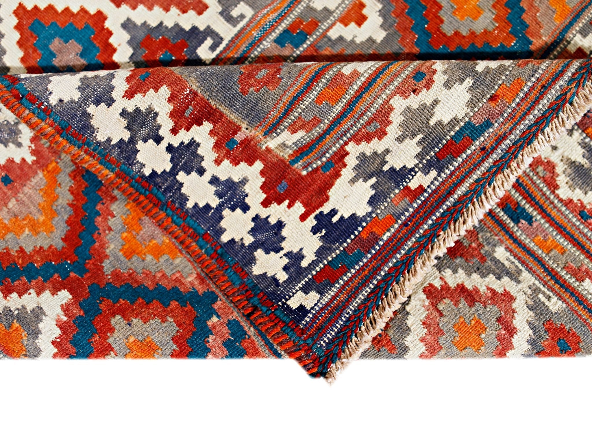 Handmade Vintage Persian Ghasghai Kilim | 324 x 211 cm | 10'8" x 6'11" - Najaf Rugs & Textile