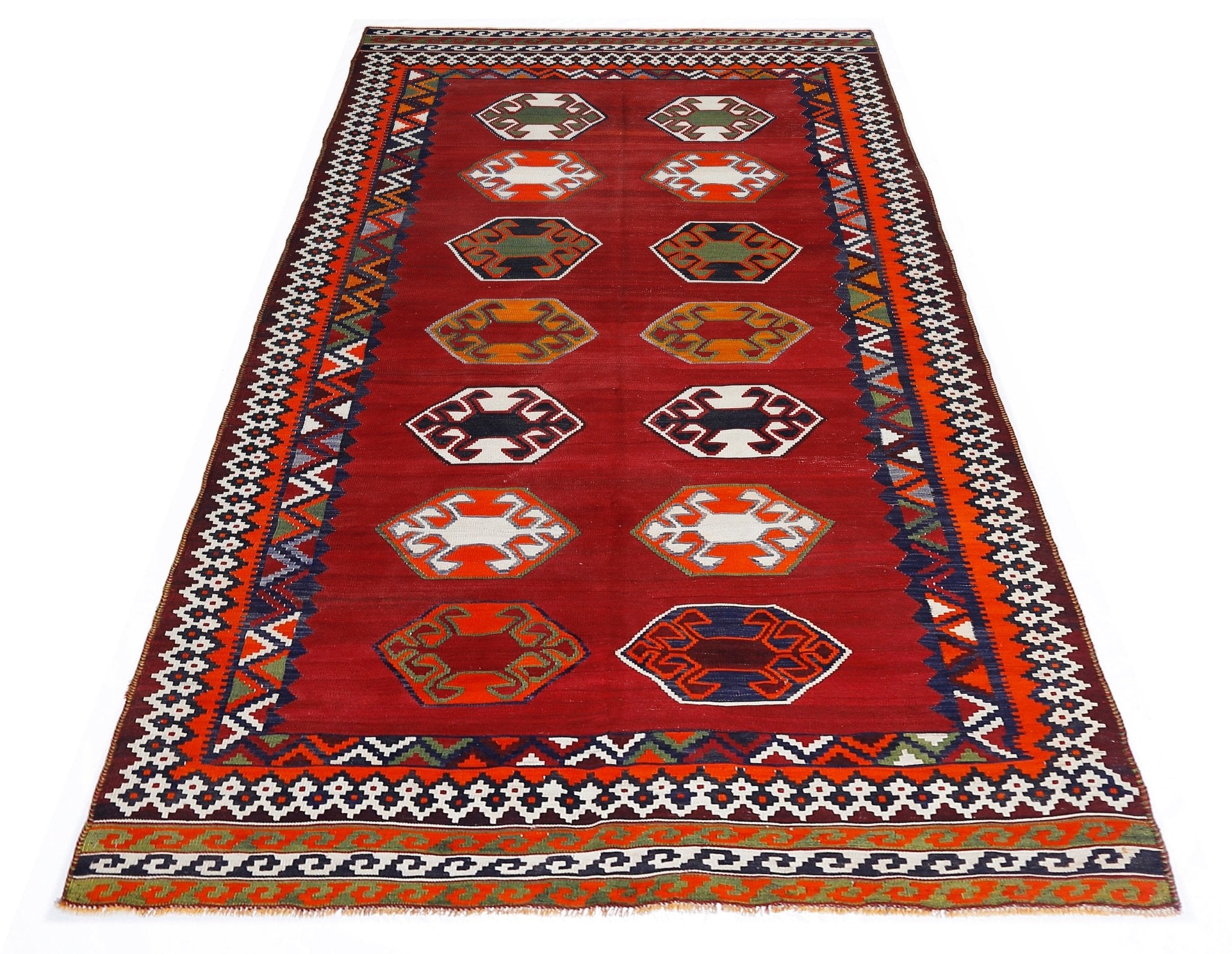 Handmade Vintage Persian Ghasghai Kilim | 330 x 154 cm | 10'10" x 5'2" - Najaf Rugs & Textile