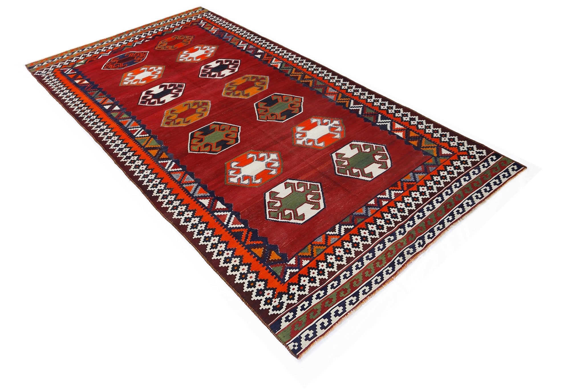 Handmade Vintage Persian Ghasghai Kilim | 330 x 154 cm | 10'10" x 5'2" - Najaf Rugs & Textile