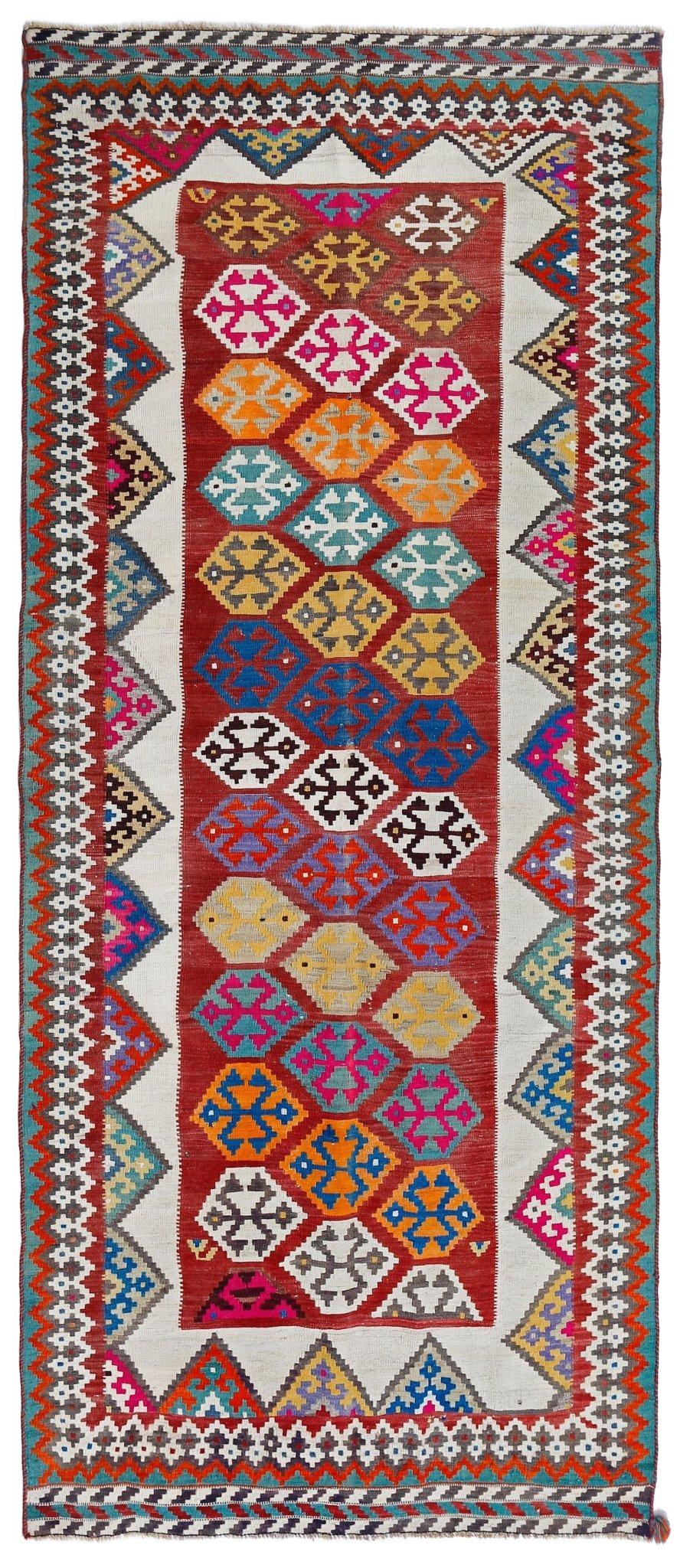 Handmade Vintage Persian Ghasghai Kilim Hallway Runner | 284 x 118 cm | 9'4" x 3'10" - Najaf Rugs & Textile