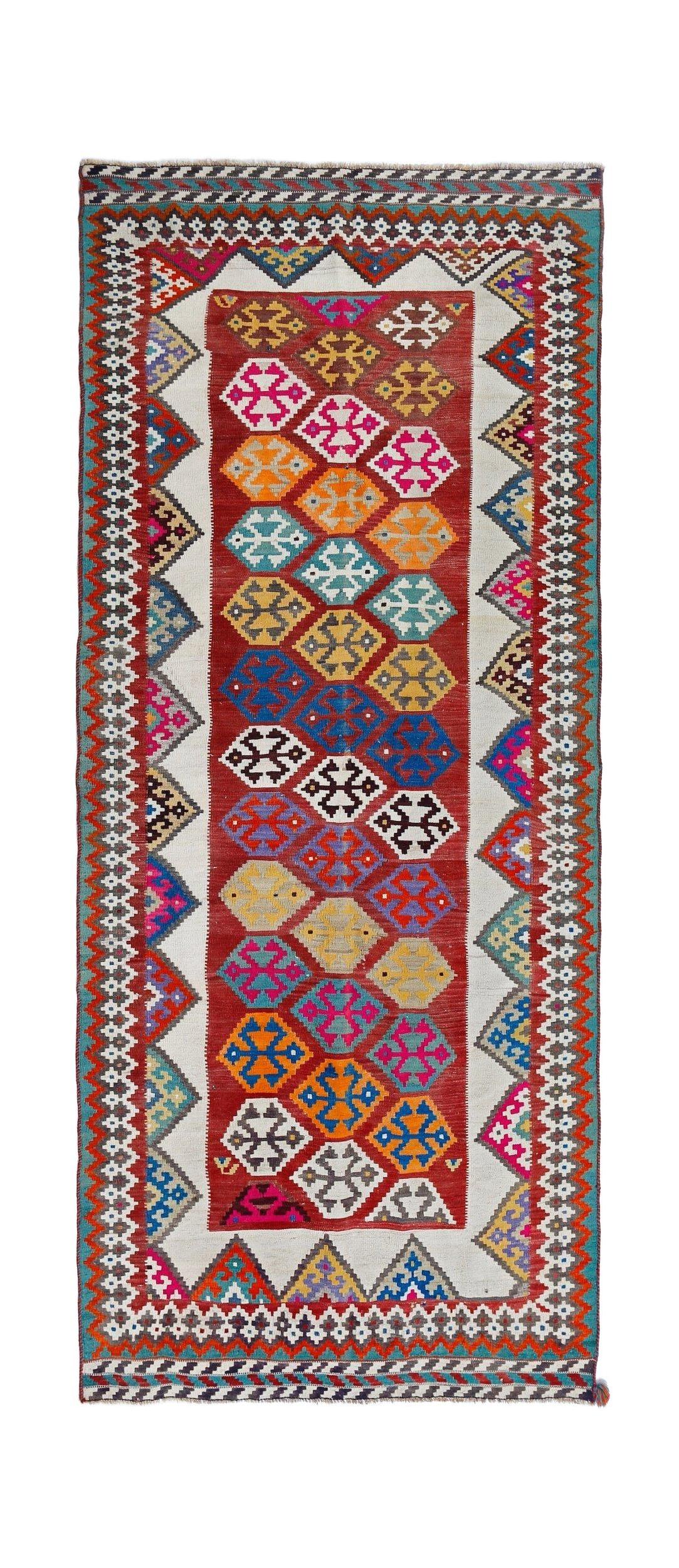 Handmade Vintage Persian Ghasghai Kilim Hallway Runner | 284 x 118 cm | 9'4" x 3'10" - Najaf Rugs & Textile