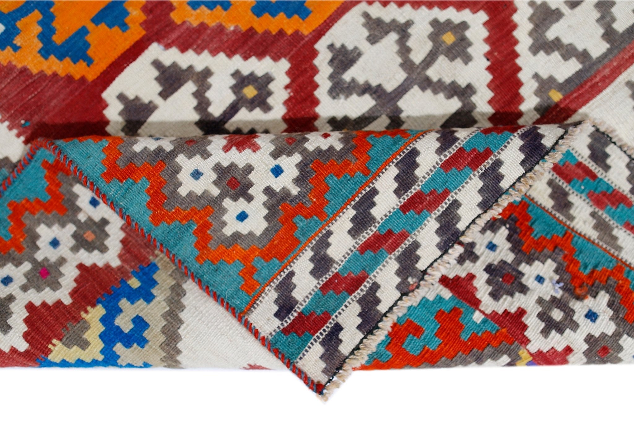 Handmade Vintage Persian Ghasghai Kilim Hallway Runner | 284 x 118 cm | 9'4" x 3'10" - Najaf Rugs & Textile