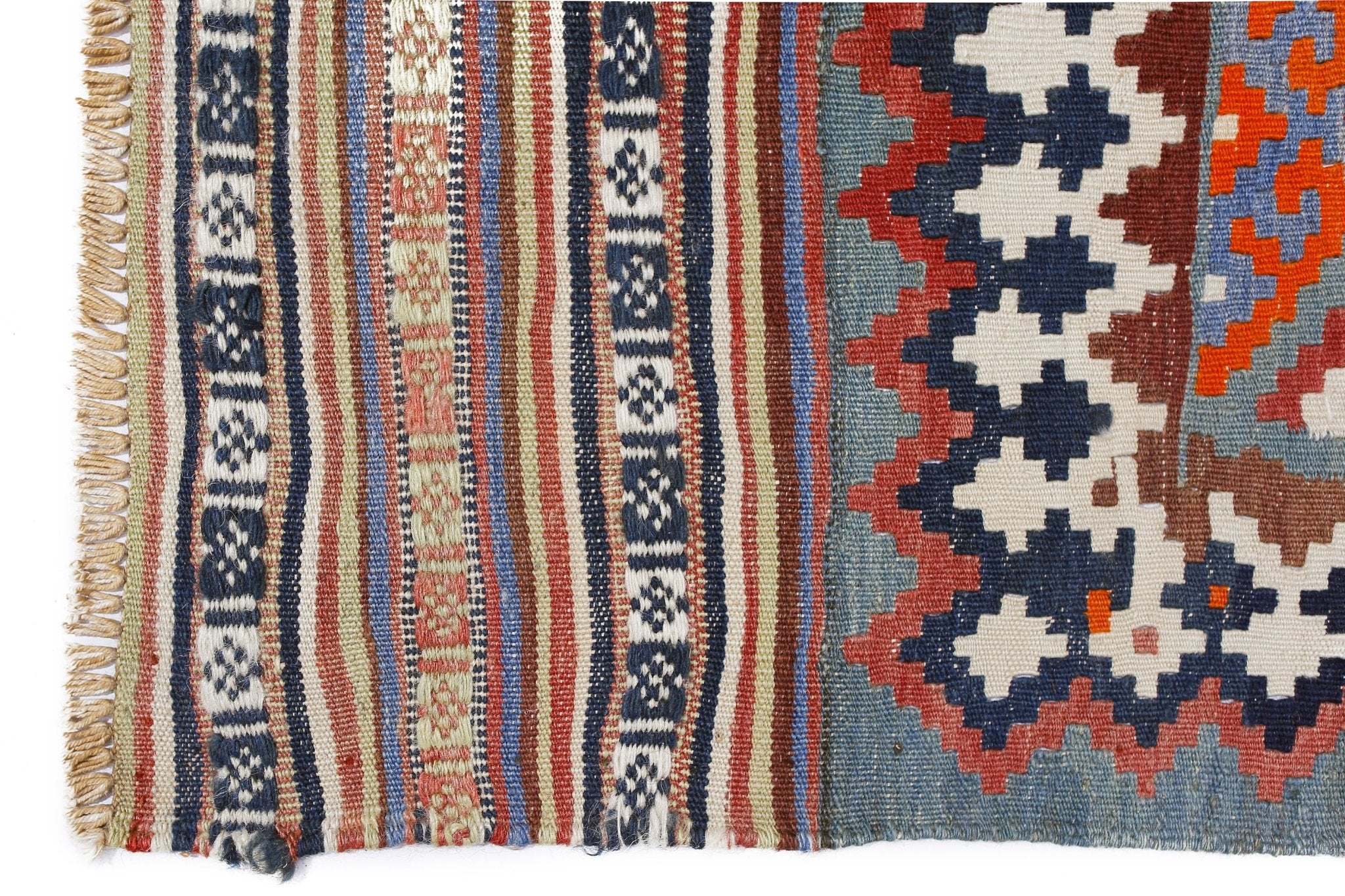 Handmade Vintage Persian Ghasghai Kilim Hallway Runner | 284 x 124 cm | 9'4" x 4'1" - Najaf Rugs & Textile