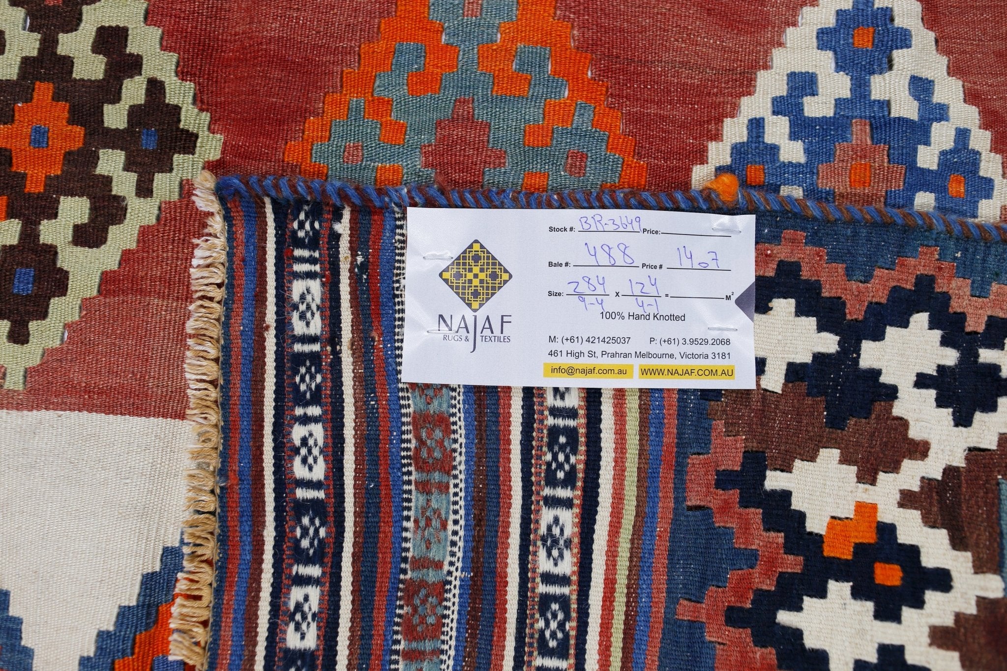 Handmade Vintage Persian Ghasghai Kilim Hallway Runner | 284 x 124 cm | 9'4" x 4'1" - Najaf Rugs & Textile