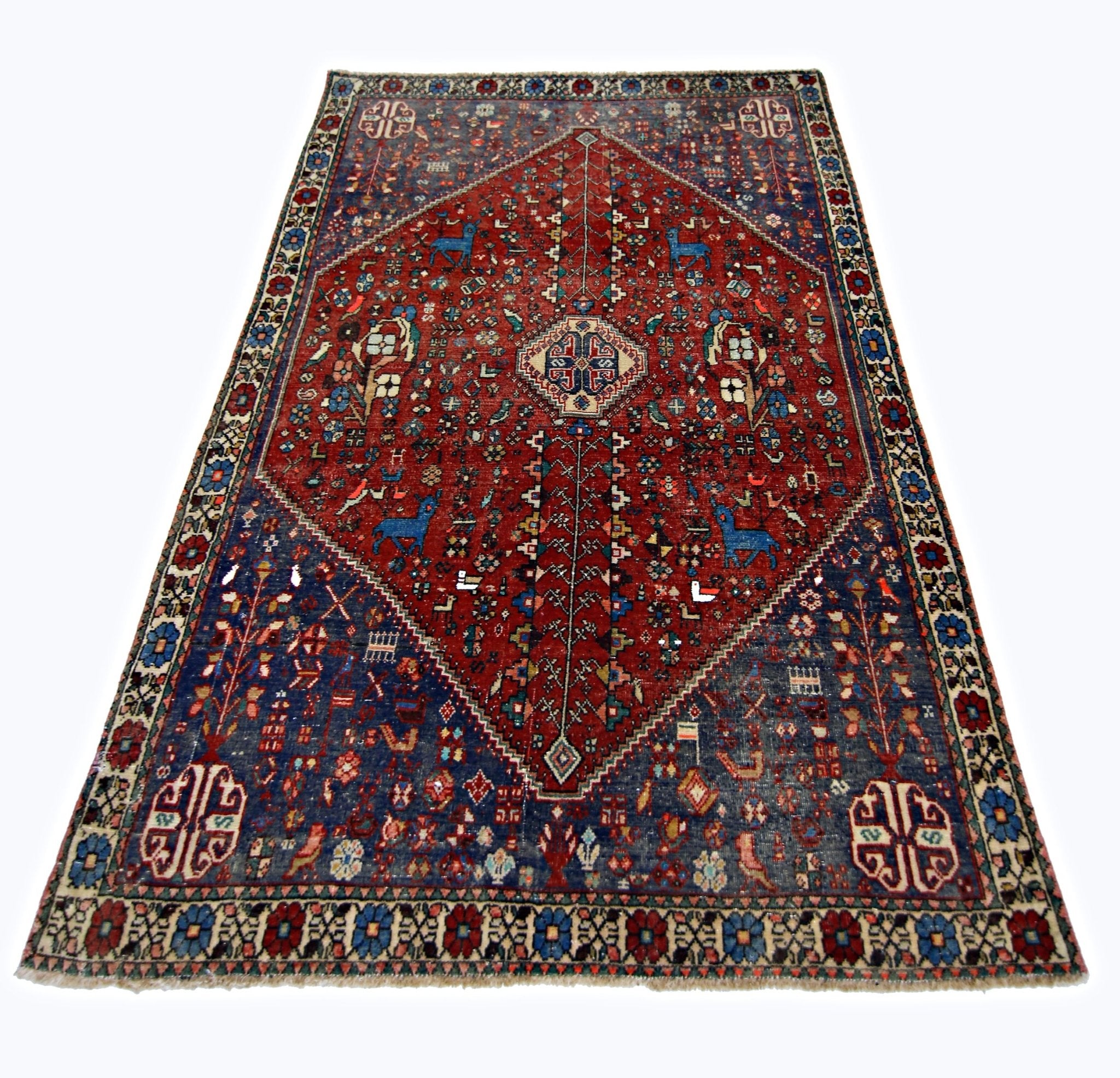Handmade Vintage Persian Ghashghai Rug | 150 x 99 cm | 4'11" x 3'3" - Najaf Rugs & Textile