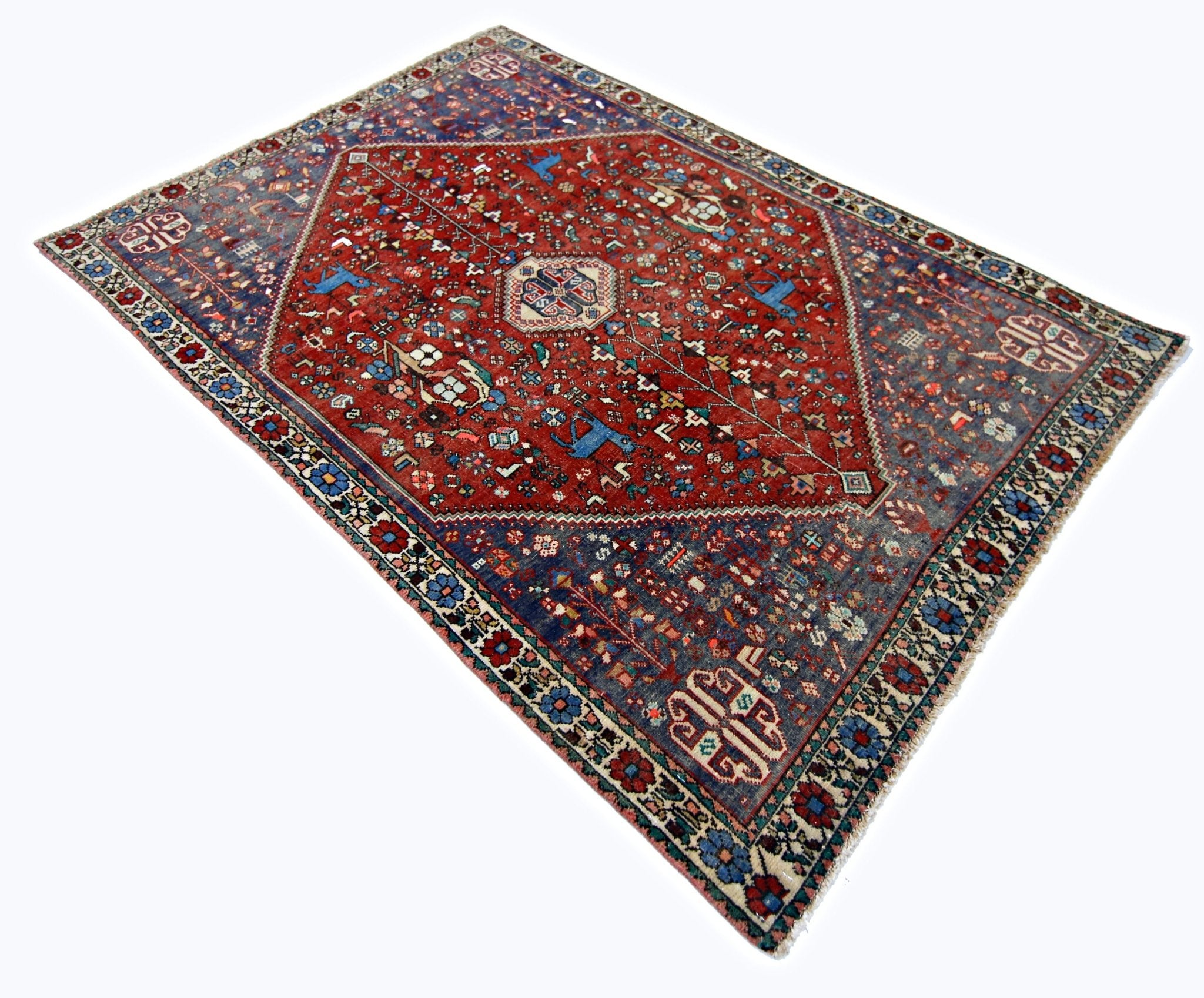 Handmade Vintage Persian Ghashghai Rug | 150 x 99 cm | 4'11" x 3'3" - Najaf Rugs & Textile