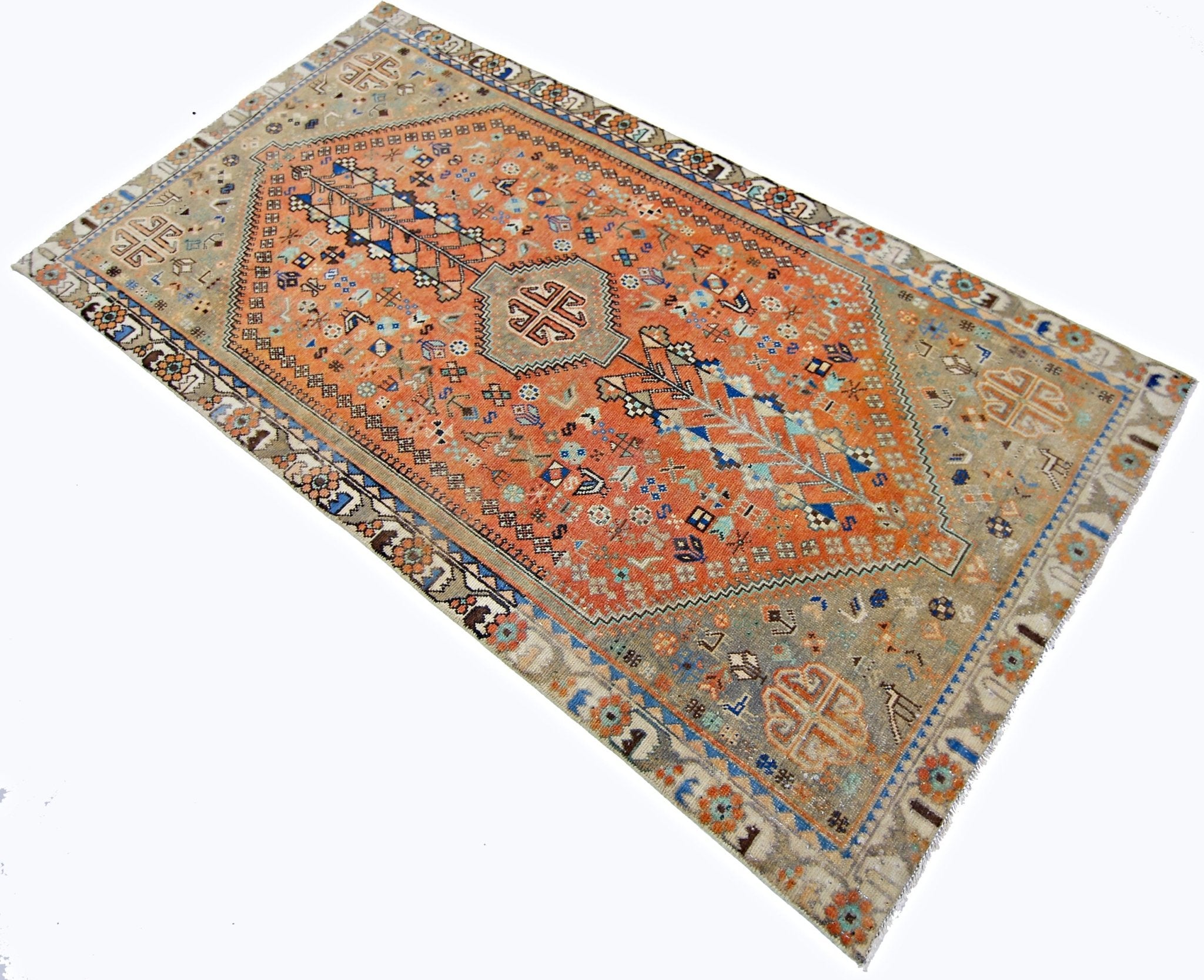 Handmade Vintage Persian Ghashghai Rug | 185 x 95 cm | 6'1" x 3'1" - Najaf Rugs & Textile