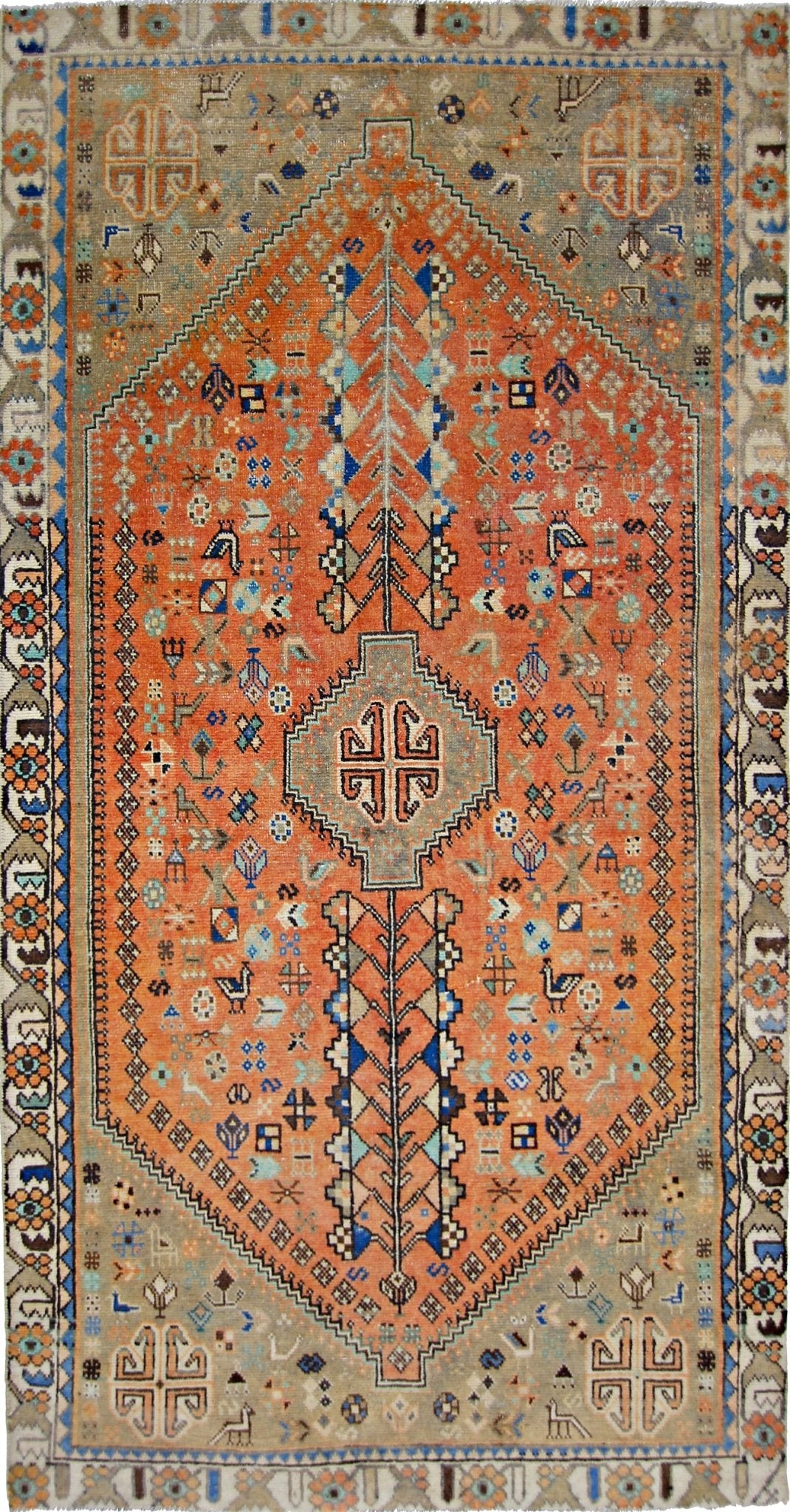 Handmade Vintage Persian Ghashghai Rug | 185 x 95 cm | 6'1" x 3'1" - Najaf Rugs & Textile