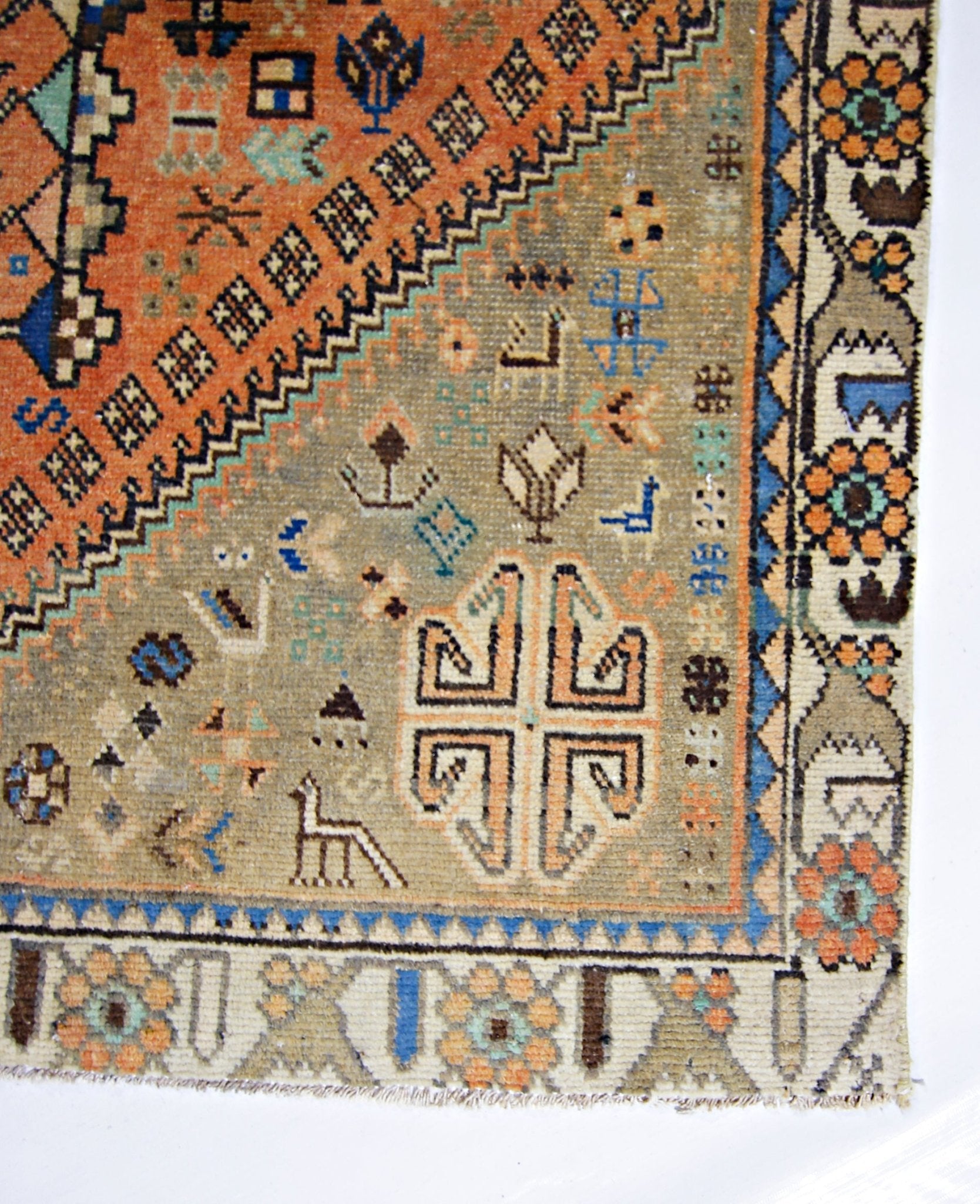 Handmade Vintage Persian Ghashghai Rug | 185 x 95 cm | 6'1" x 3'1" - Najaf Rugs & Textile