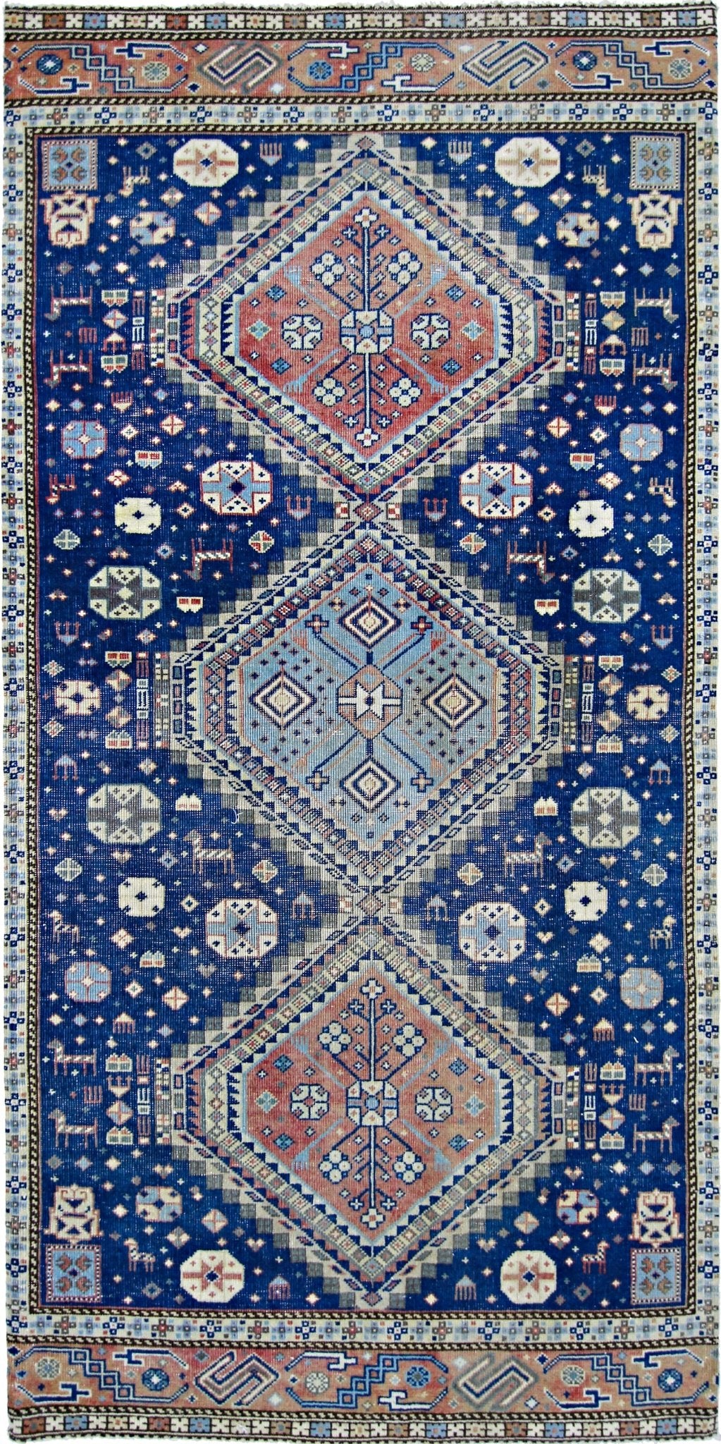 Handmade Vintage Persian Ghashghai Rug | 193 x 96 cm | 6'4" x 3'2" - Najaf Rugs & Textile