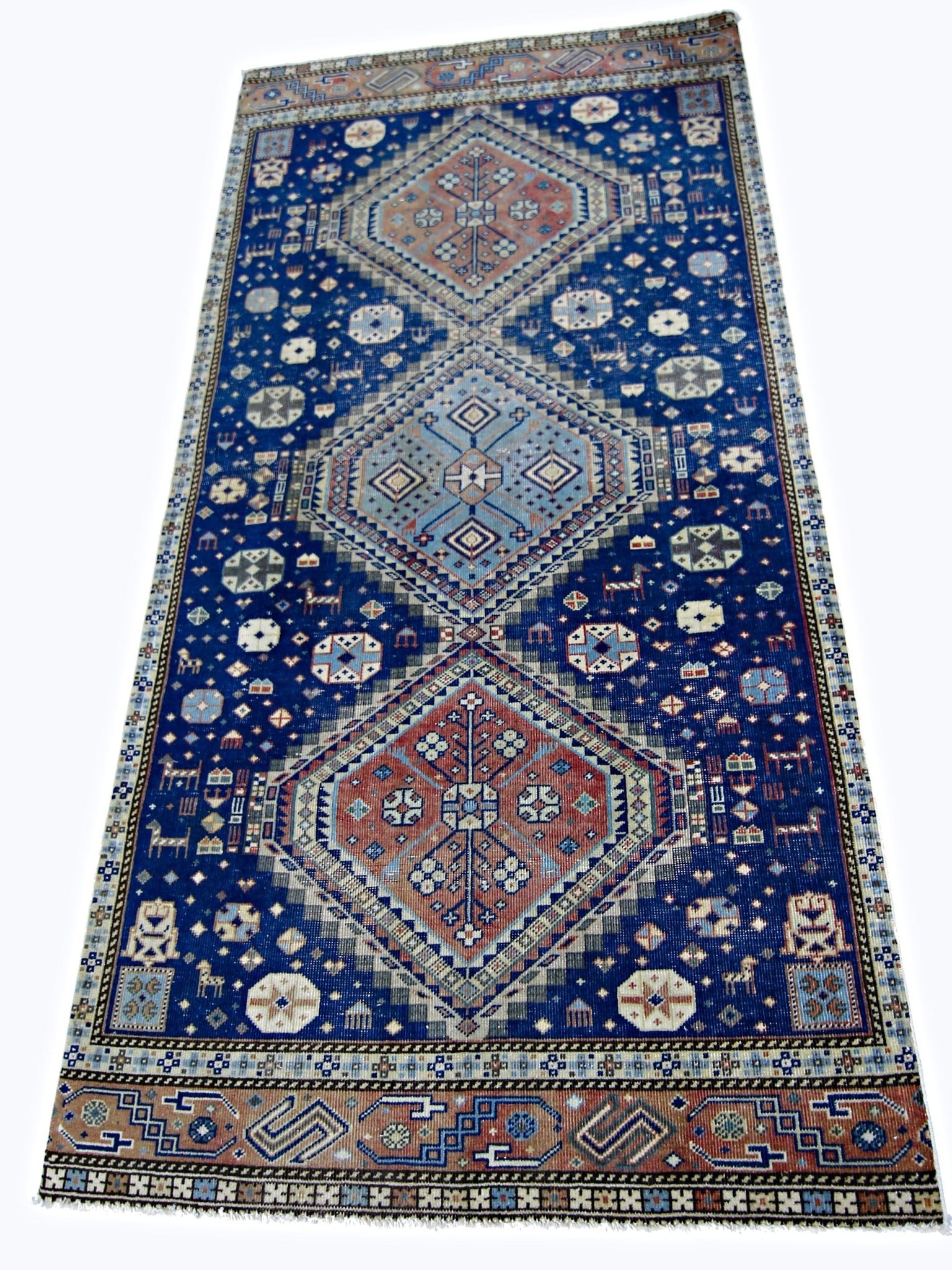 Handmade Vintage Persian Ghashghai Rug | 193 x 96 cm | 6'4" x 3'2" - Najaf Rugs & Textile