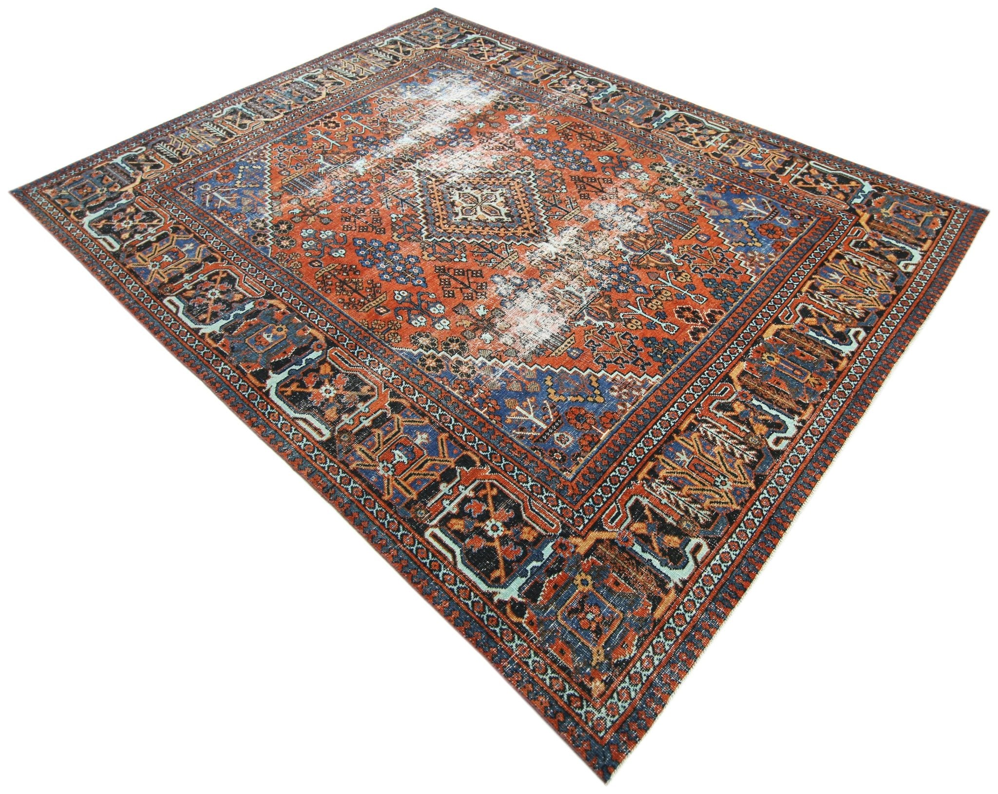 Handmade Vintage Persian Ghashghai Rug | 299 x 218 cm | 9'10" x 7'2" - Najaf Rugs & Textile