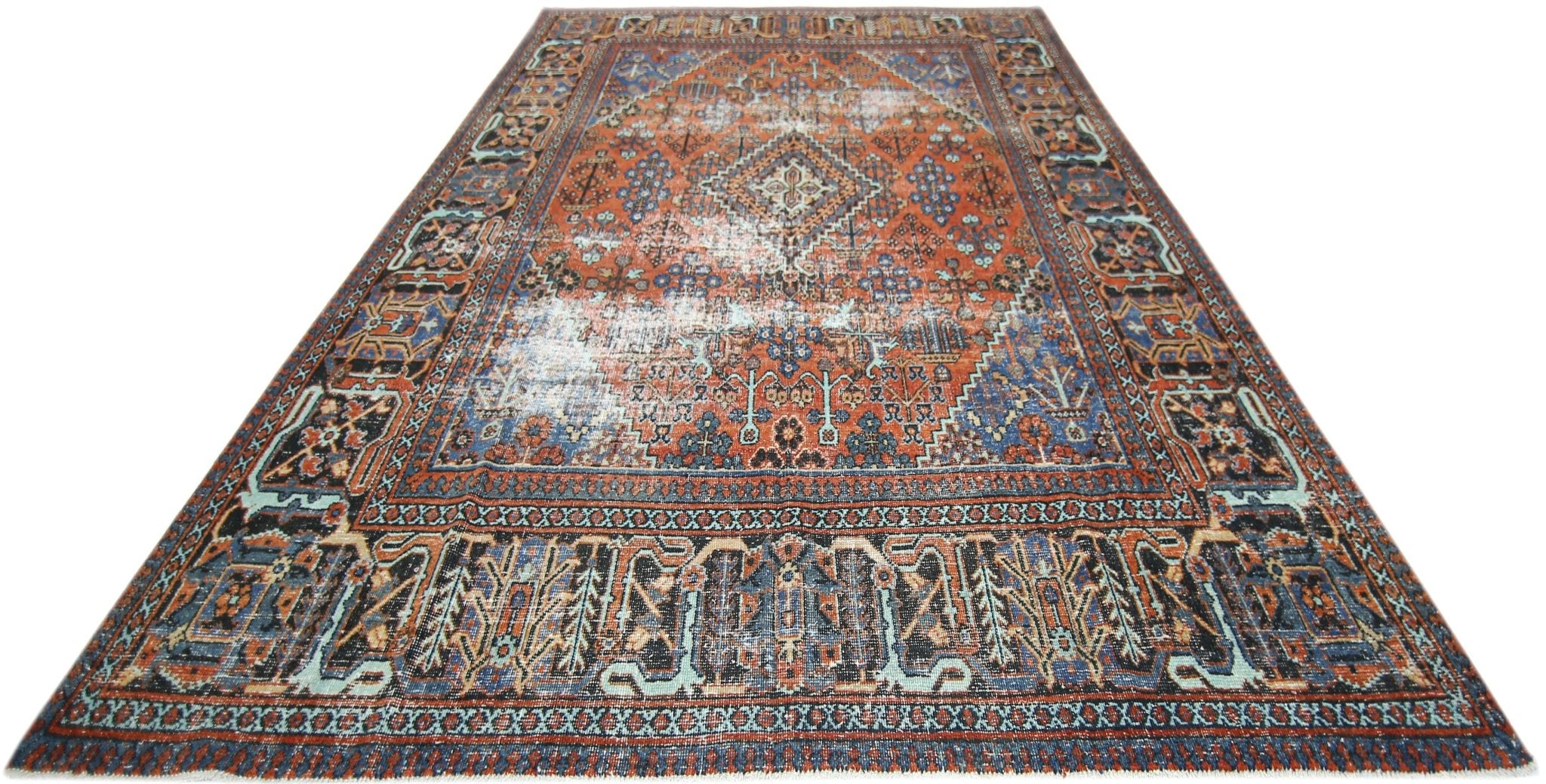 Handmade Vintage Persian Ghashghai Rug | 299 x 218 cm | 9'10" x 7'2" - Najaf Rugs & Textile