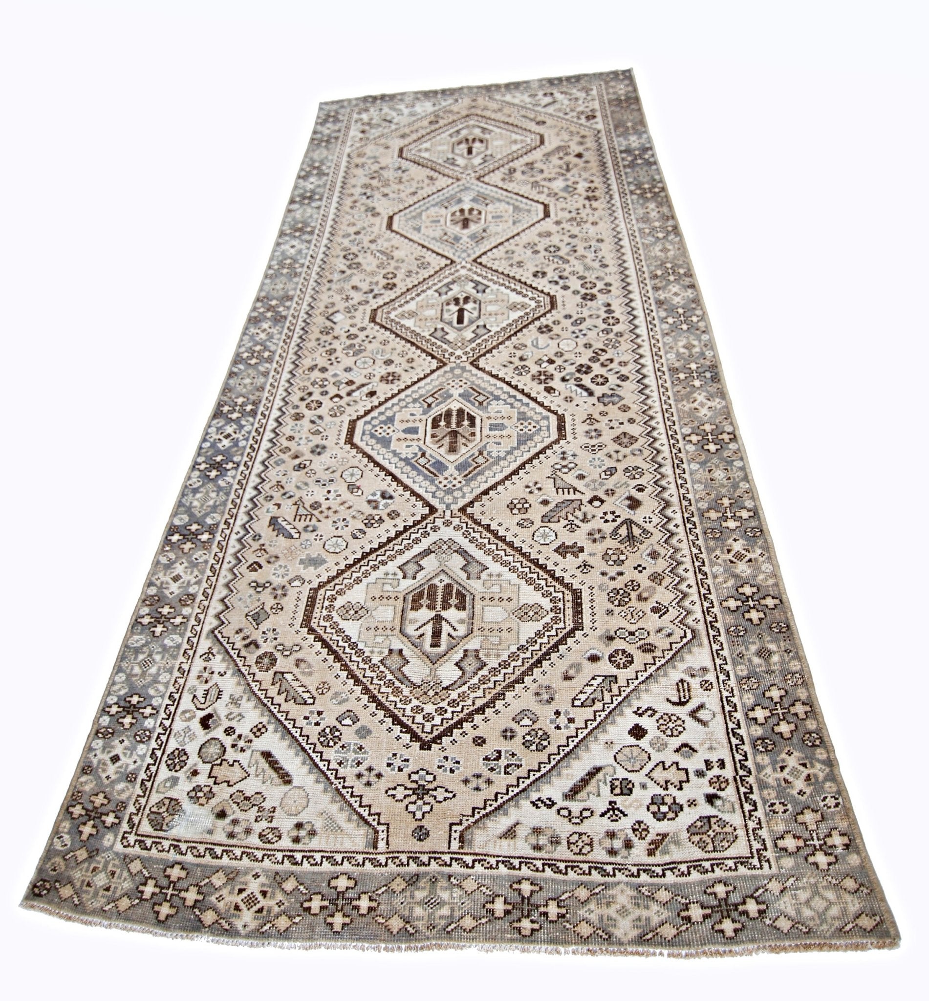 Handmade Vintage Persian Ghashghai Rug | 303 x 142 cm | 10' x 4'8" - Najaf Rugs & Textile