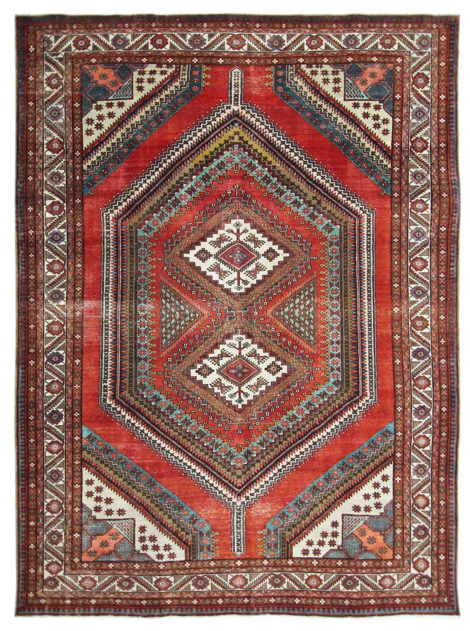 Handmade Vintage Persian Ghashghai Rug | 345 x 240 cm | 11'4" x 7'10" - Najaf Rugs & Textile