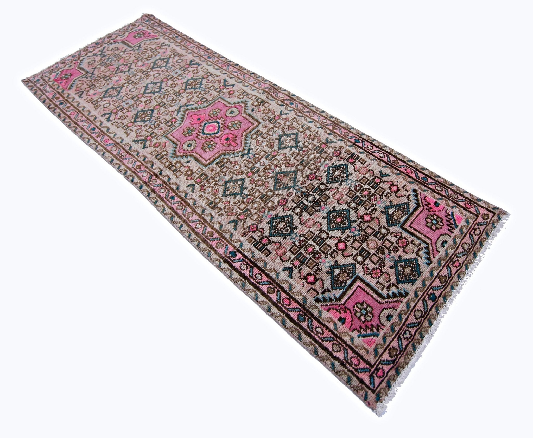 Handmade Vintage Persian Hallway Runner | 181 x 65 cm | 5'11" x 2'2" - Najaf Rugs & Textile