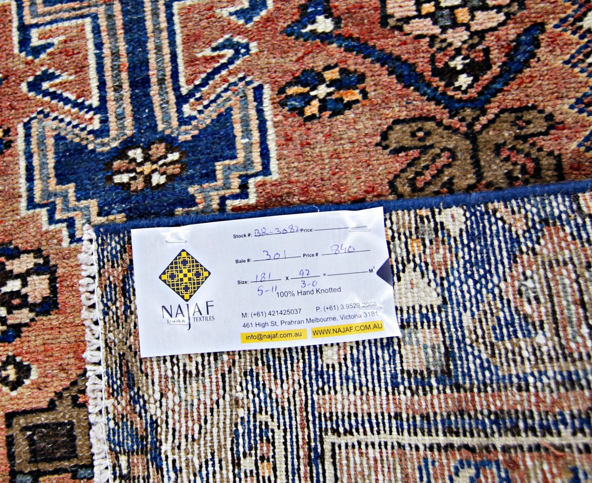 Handmade Vintage Persian Hallway Runner | 181 x 92 cm | 5'11" x 3' - Najaf Rugs & Textile