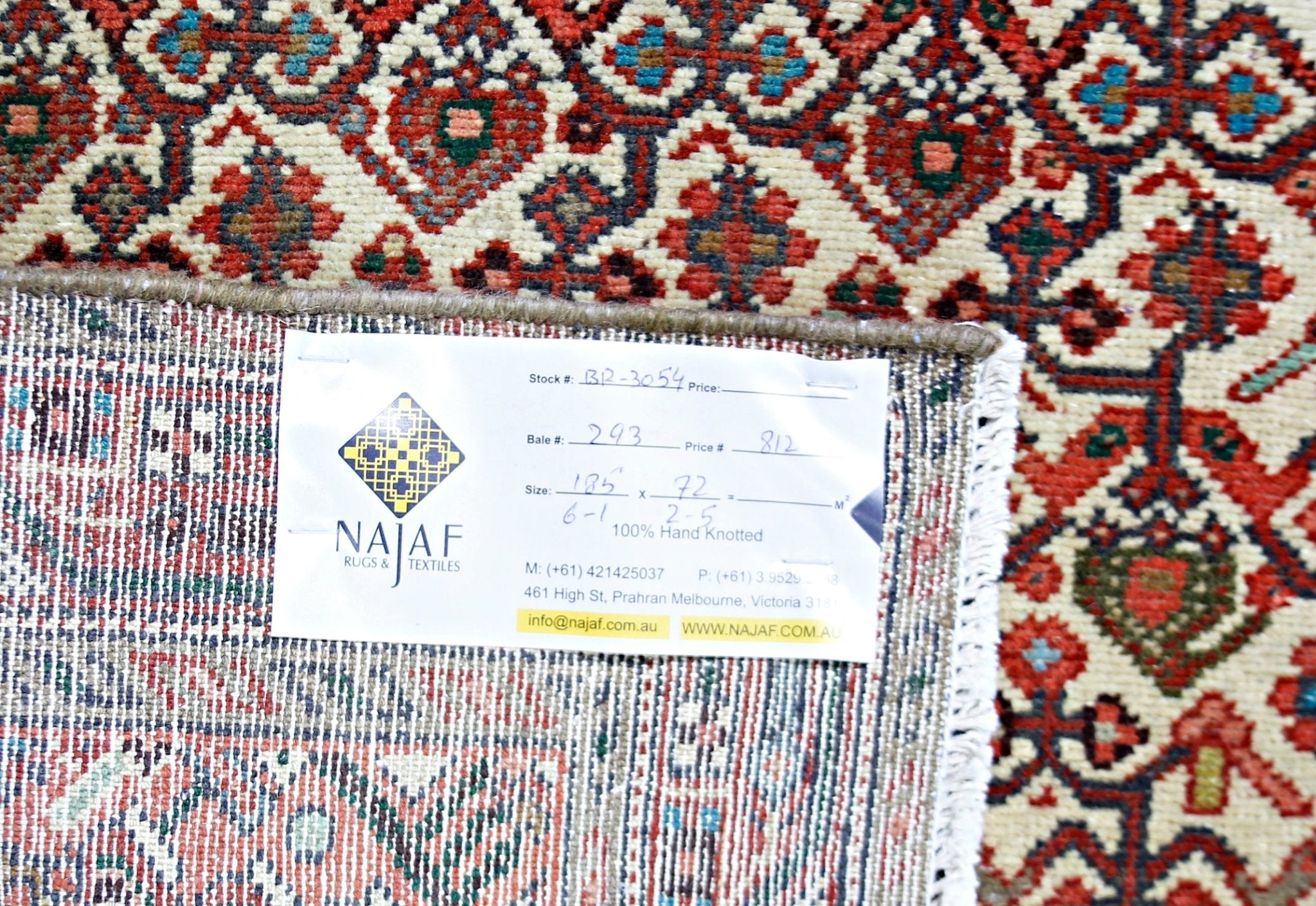 Handmade Vintage Persian Hallway Runner | 185 x 72 cm | 6'1" x 2'5" - Najaf Rugs & Textile