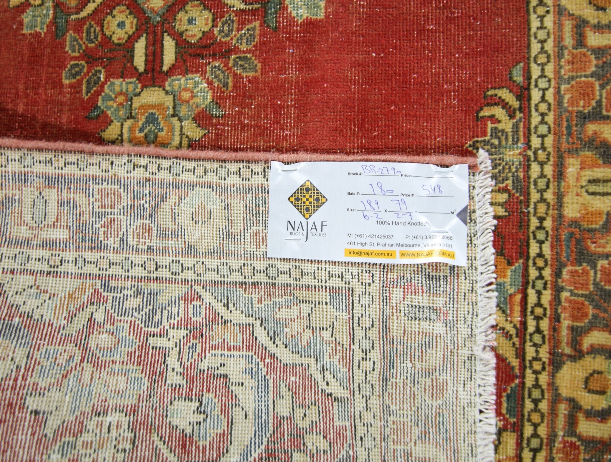 Handmade Vintage Persian Hallway Runner | 189 x 79 cm | 6'2" x 2'7" - Najaf Rugs & Textile