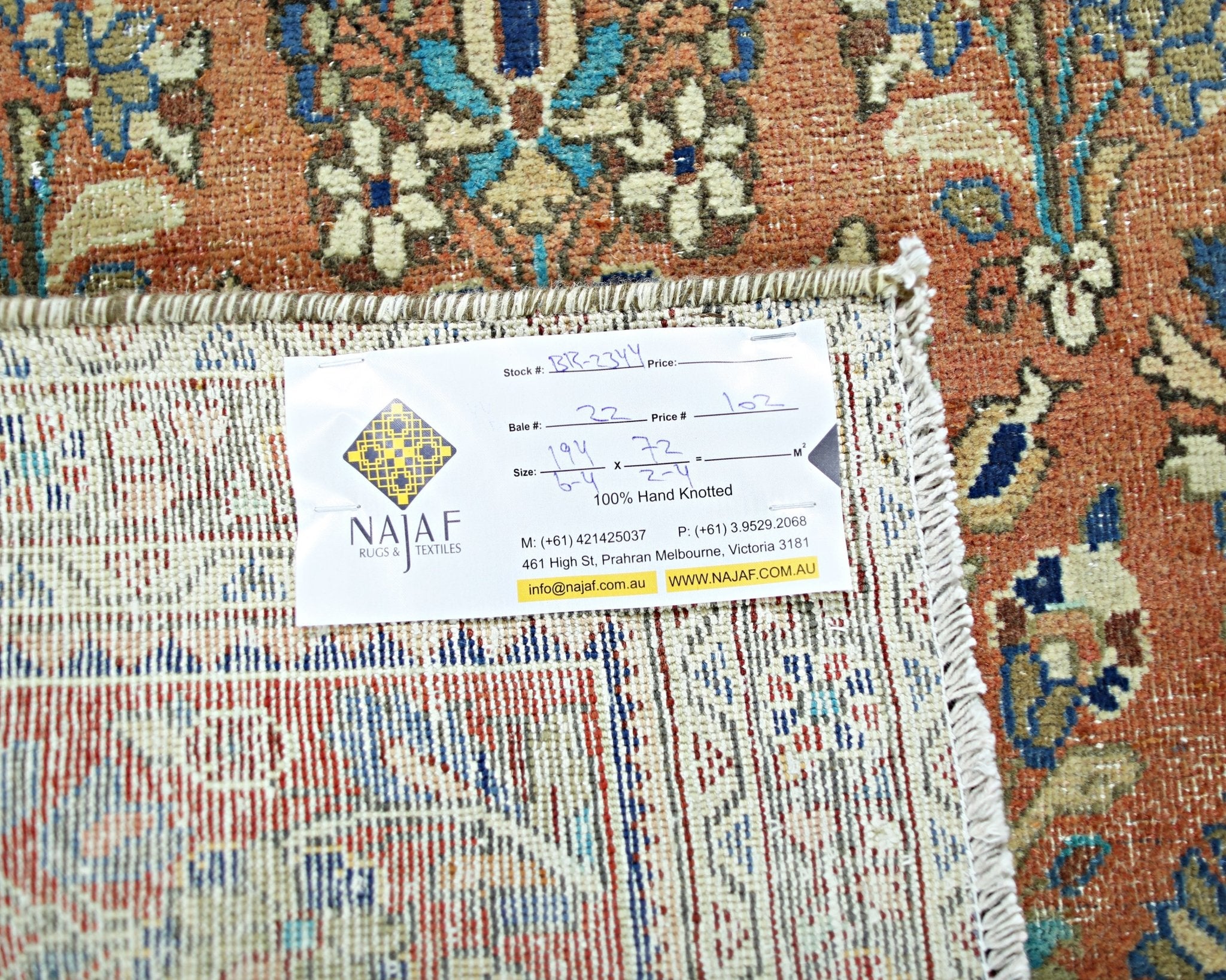 Handmade Vintage Persian Hallway Runner | 194 x 72 cm | 6'4"x 2'4" - Najaf Rugs & Textile