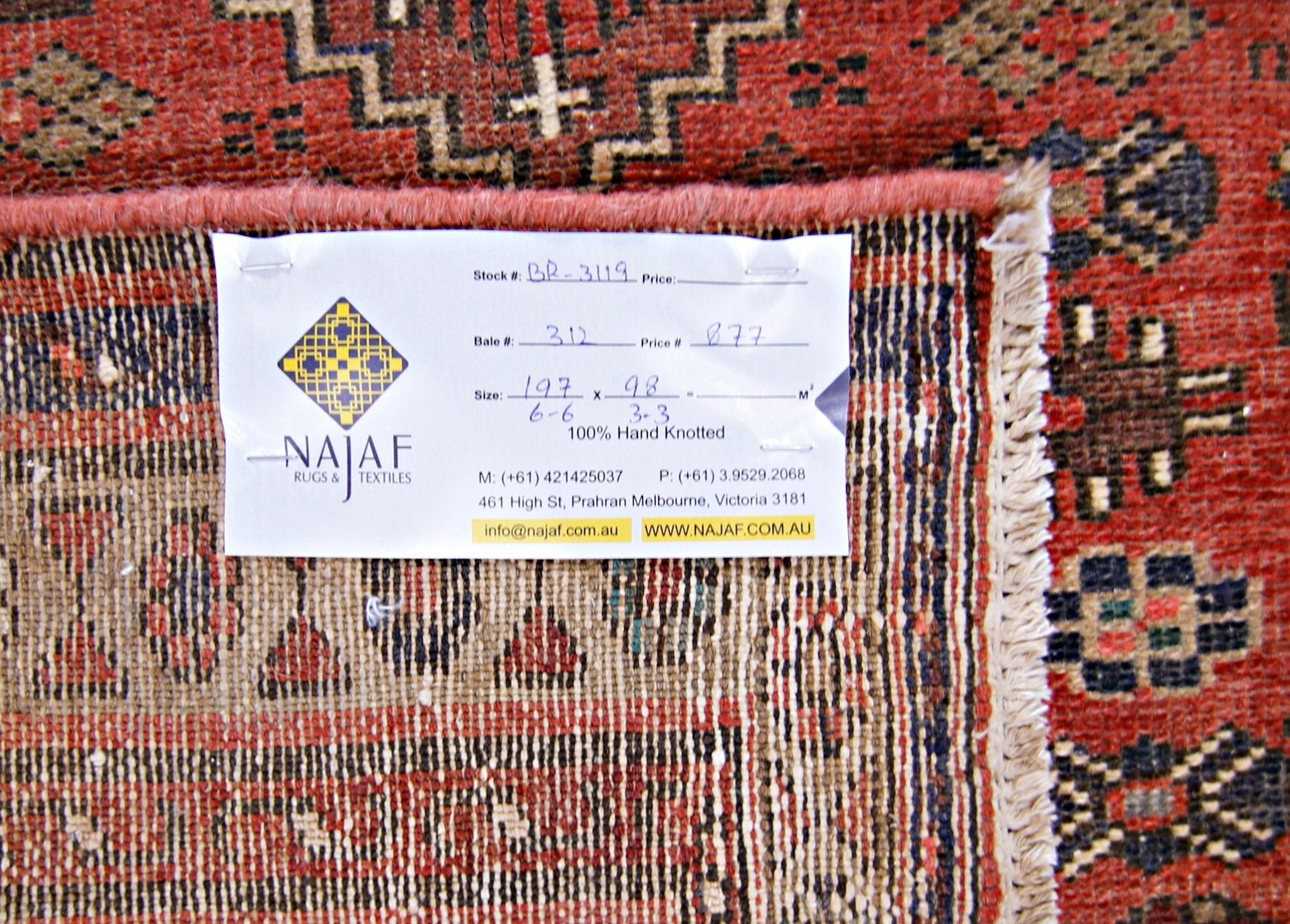 Handmade Vintage Persian Hallway Runner | 197 x 98 cm | 6'6" x 3'3" - Najaf Rugs & Textile