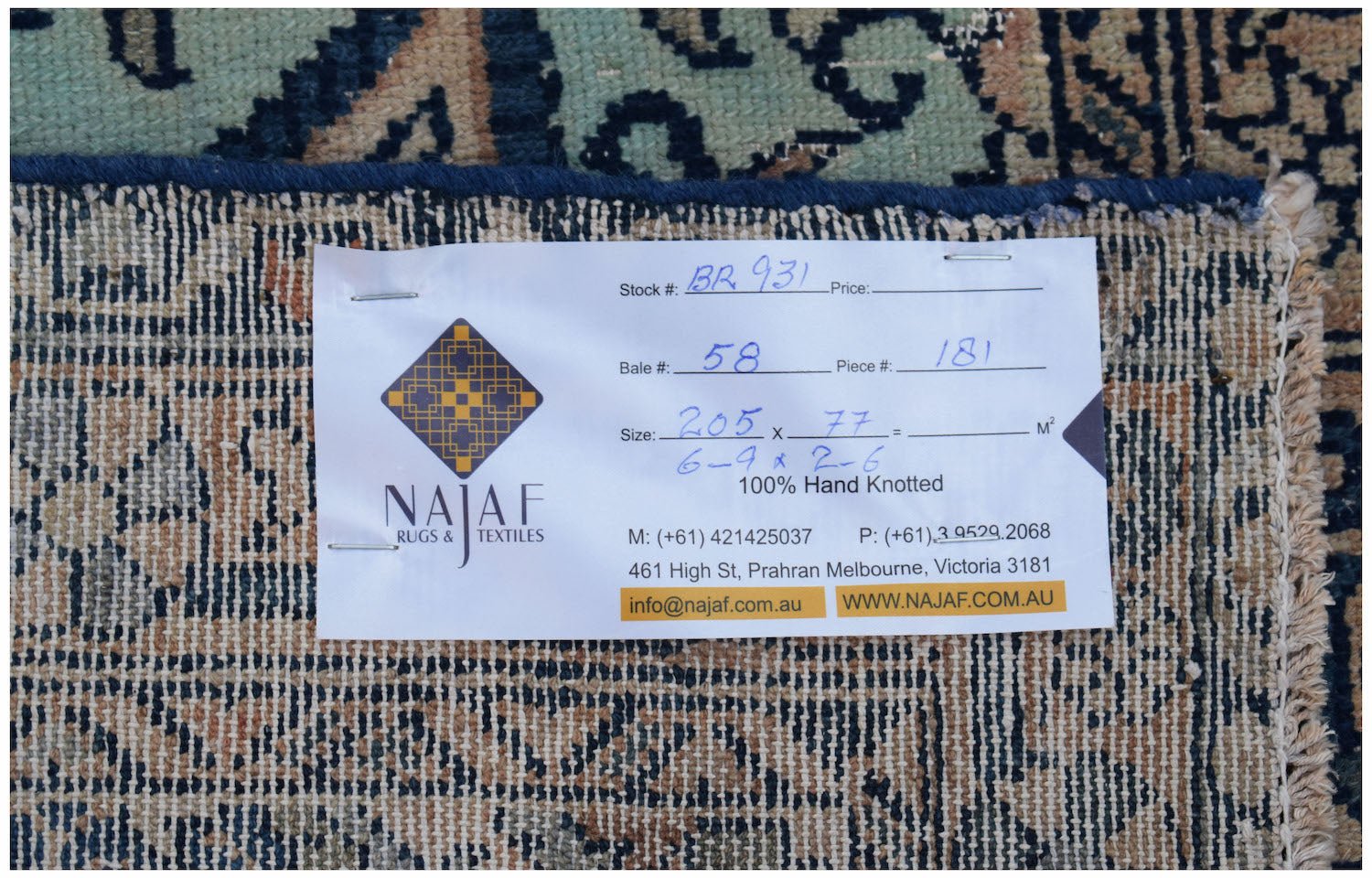 Handmade Vintage Persian Hallway Runner | 205 x 77 cm | 6'9" x 2'6" - Najaf Rugs & Textile