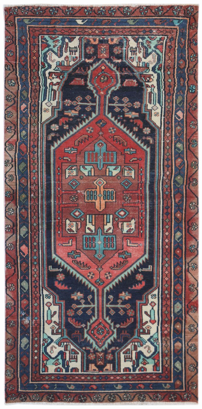 Handmade Vintage Persian Hallway Runner | 210 x 102 cm | 6'11" x 3'4" - Najaf Rugs & Textile