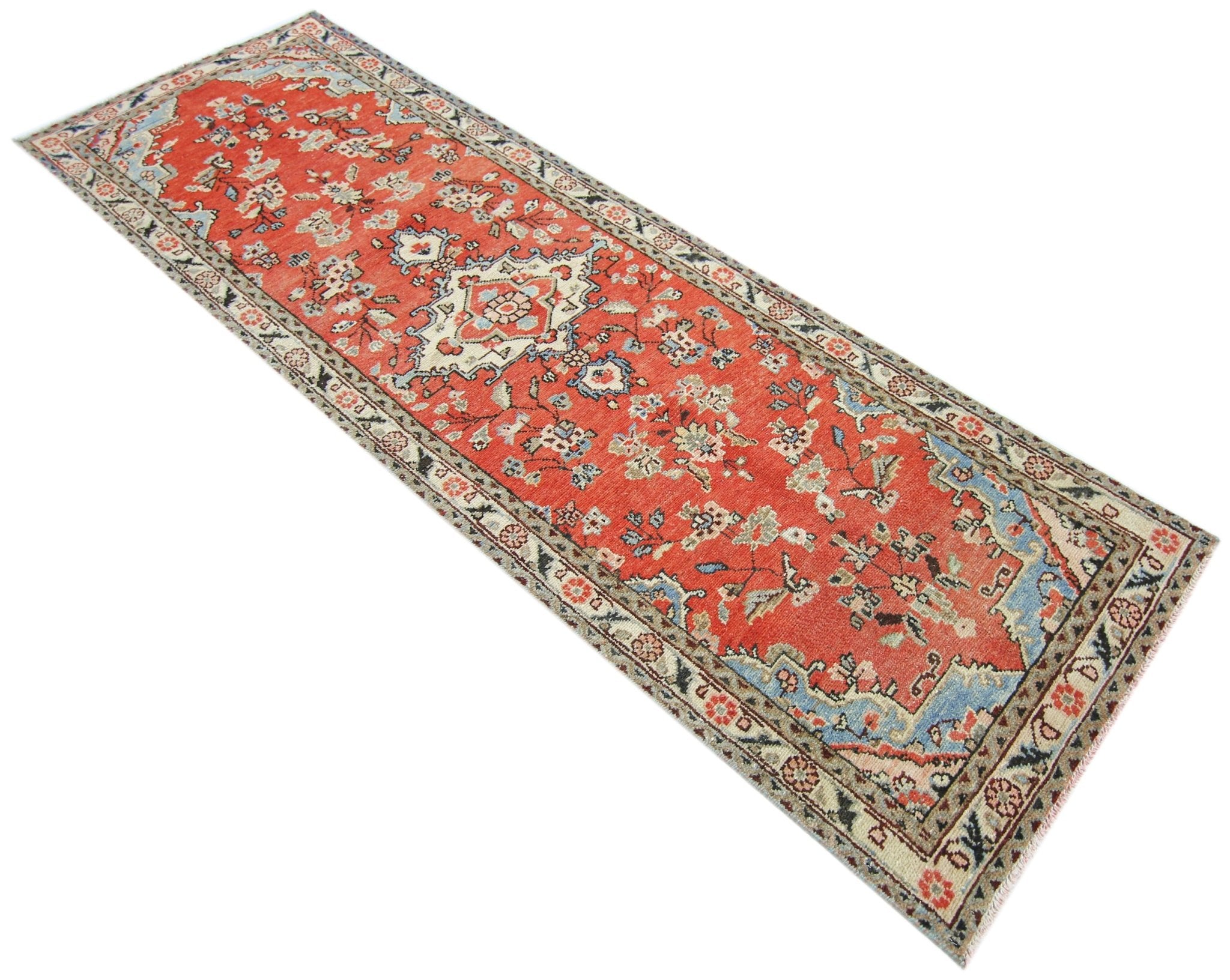 Handmade Vintage Persian Hallway Runner | 236 x 75 cm | 7'9" x 2'5" - Najaf Rugs & Textile