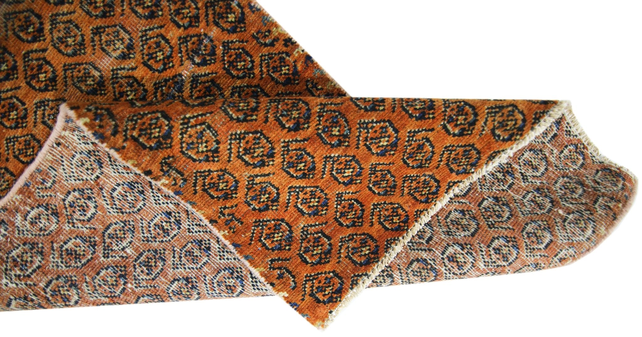 Handmade Vintage Persian Hallway Runner | 240 x 59 cm | 7'10" x 1'11" - Najaf Rugs & Textile