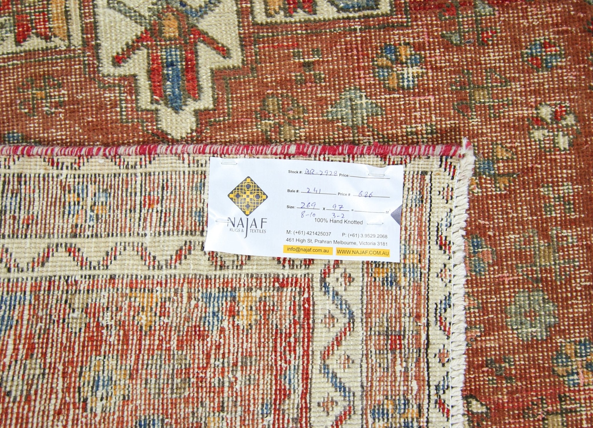 Handmade Vintage Persian Hallway Runner | 269 x 97 cm | 8'10" x 3'2" - Najaf Rugs & Textile
