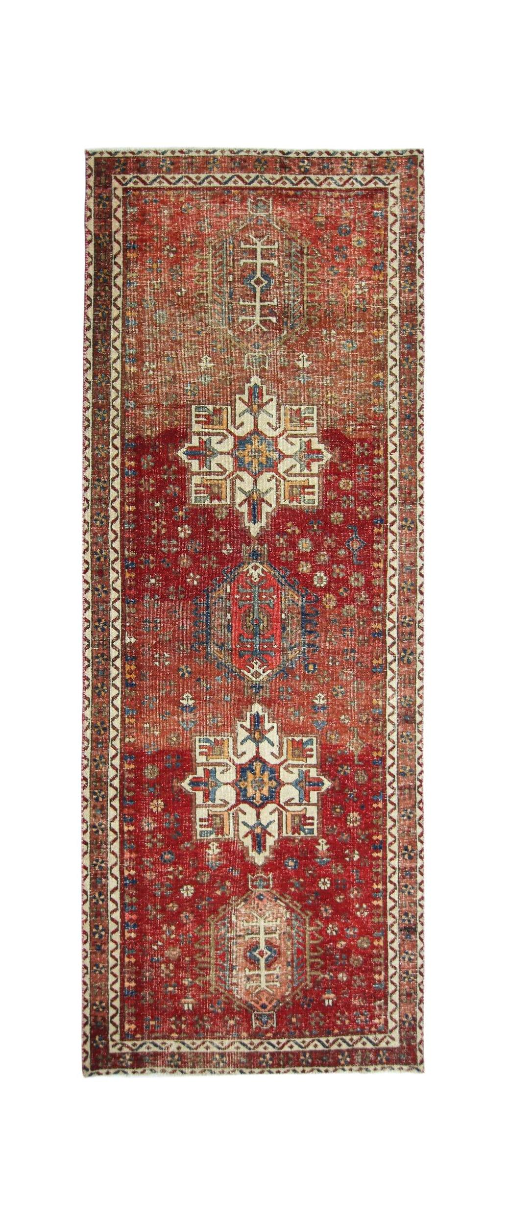 Handmade Vintage Persian Hallway Runner | 269 x 97 cm | 8'10" x 3'2" - Najaf Rugs & Textile