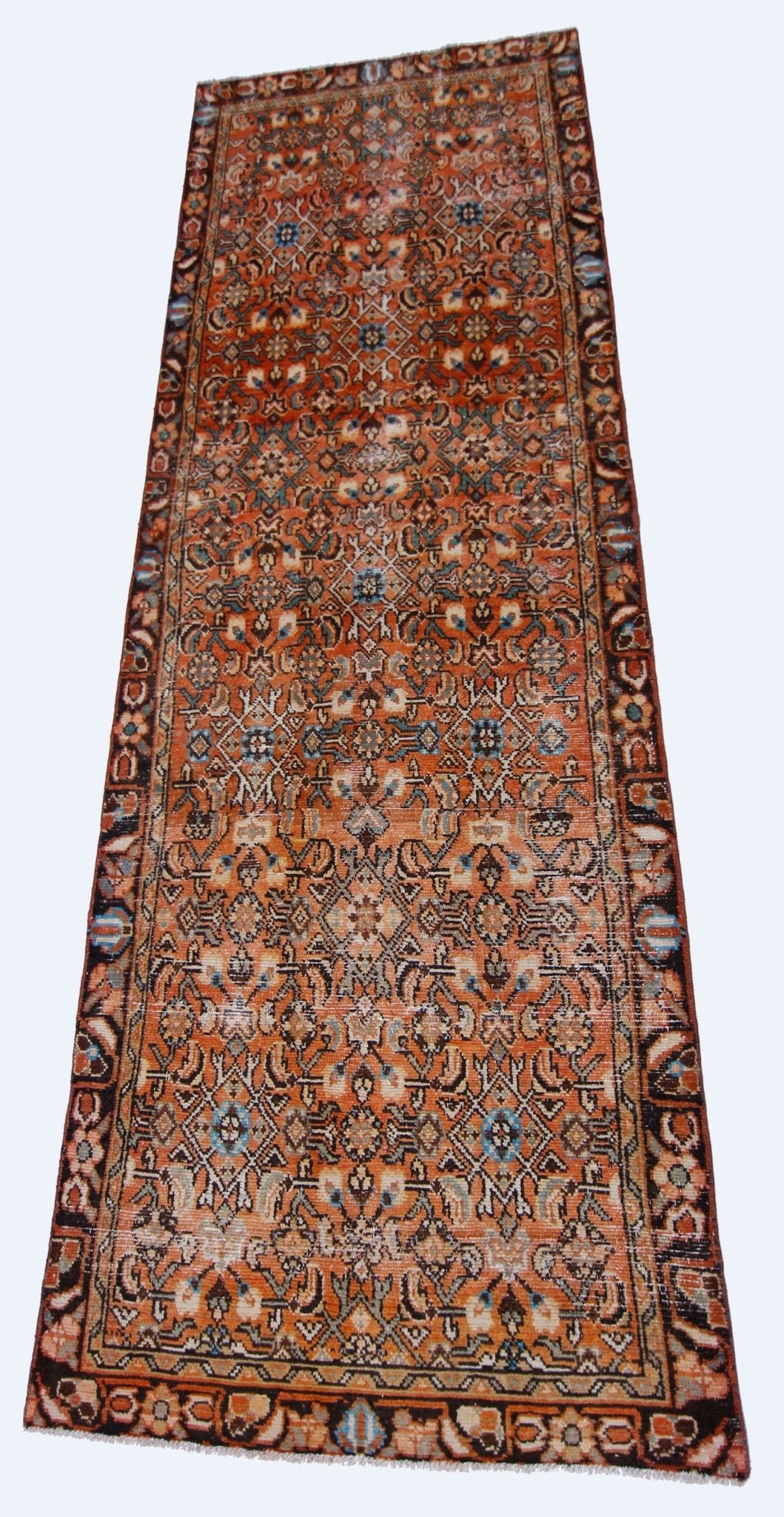 Handmade Vintage Persian Hallway Runner | 271 x 94 cm | 8'11" x 3'1" - Najaf Rugs & Textile