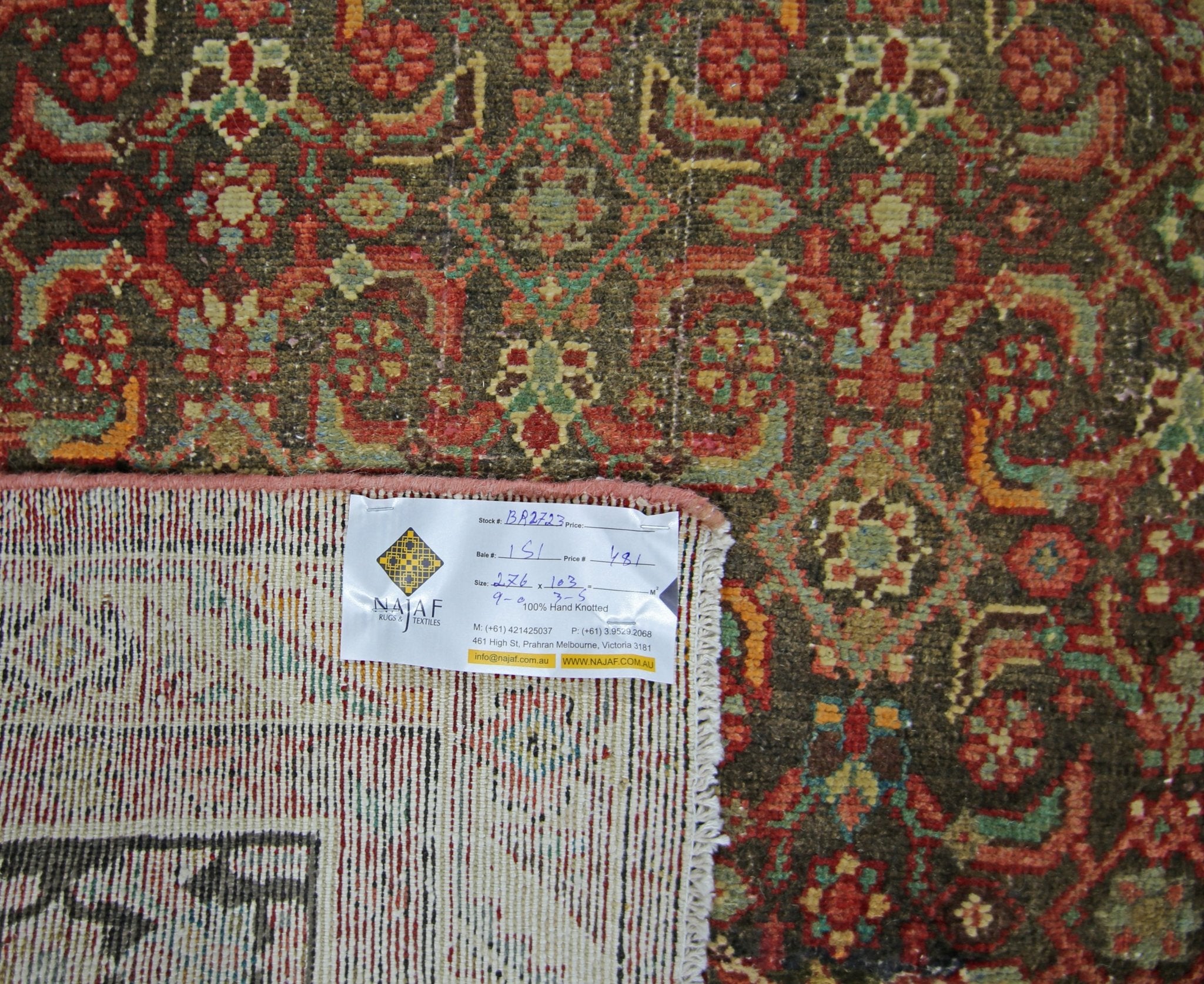 Handmade Vintage Persian Hallway Runner | 276 x 103 cm | 9' x 3'5" - Najaf Rugs & Textile