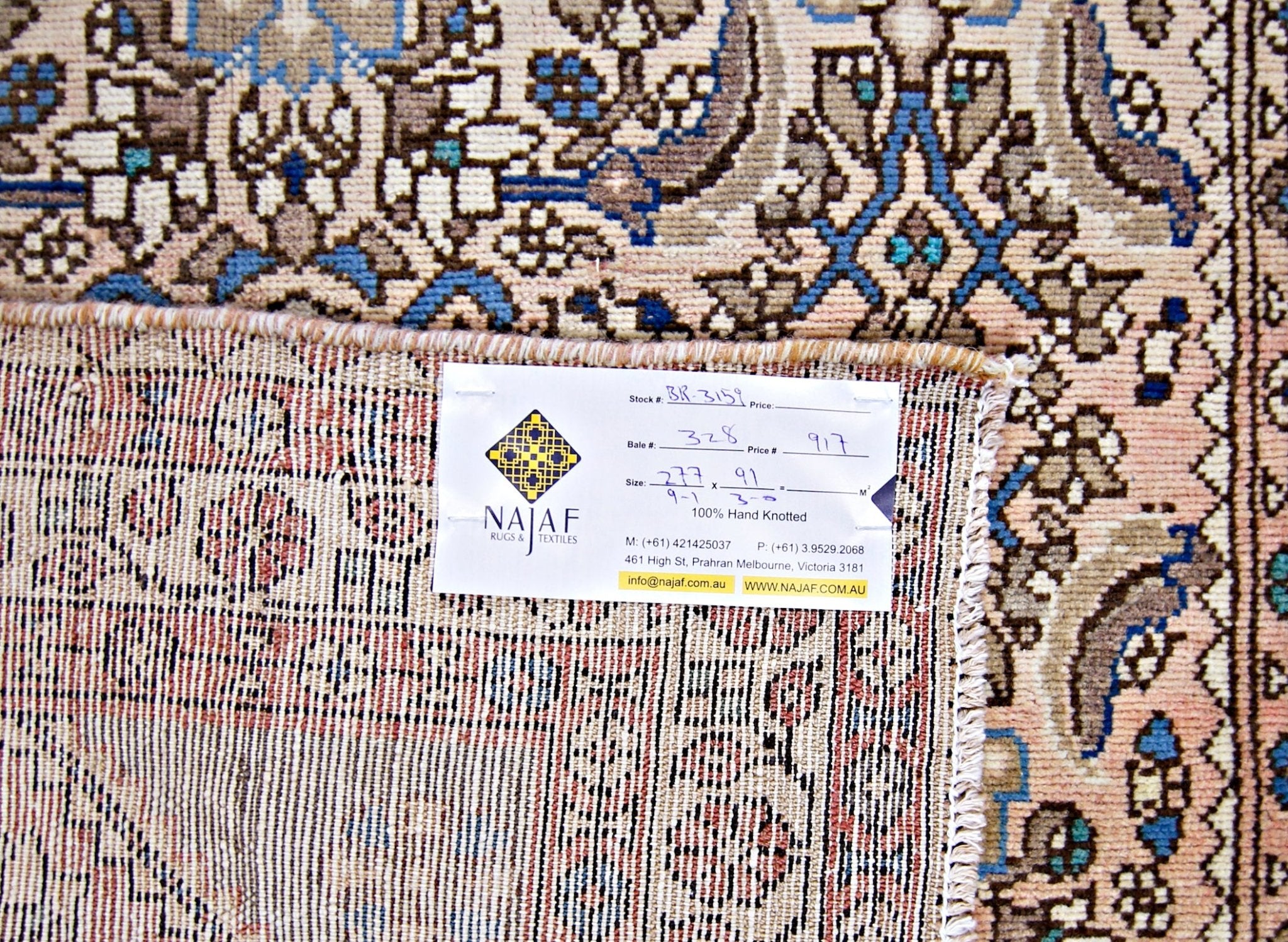 Handmade Vintage Persian Hallway Runner | 277 x 91 cm | 9'1" x 3' - Najaf Rugs & Textile