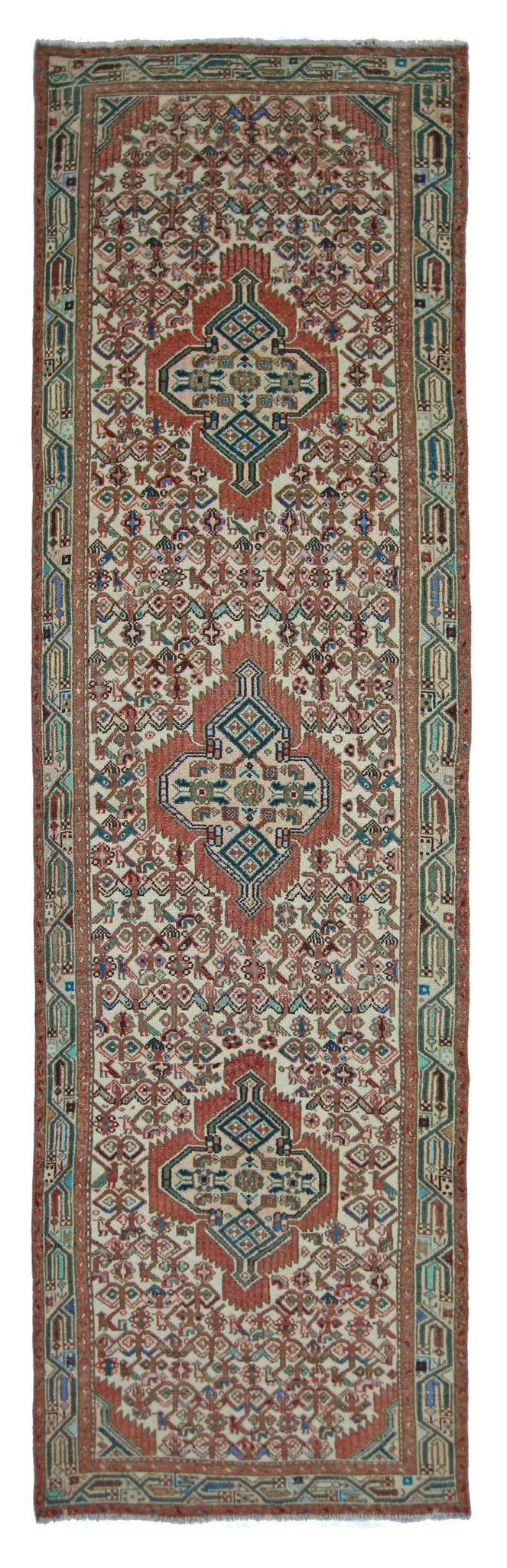 Handmade Vintage Persian Hallway Runner | 279 x 77 cm | 9'2" x 2'6" - Najaf Rugs & Textile