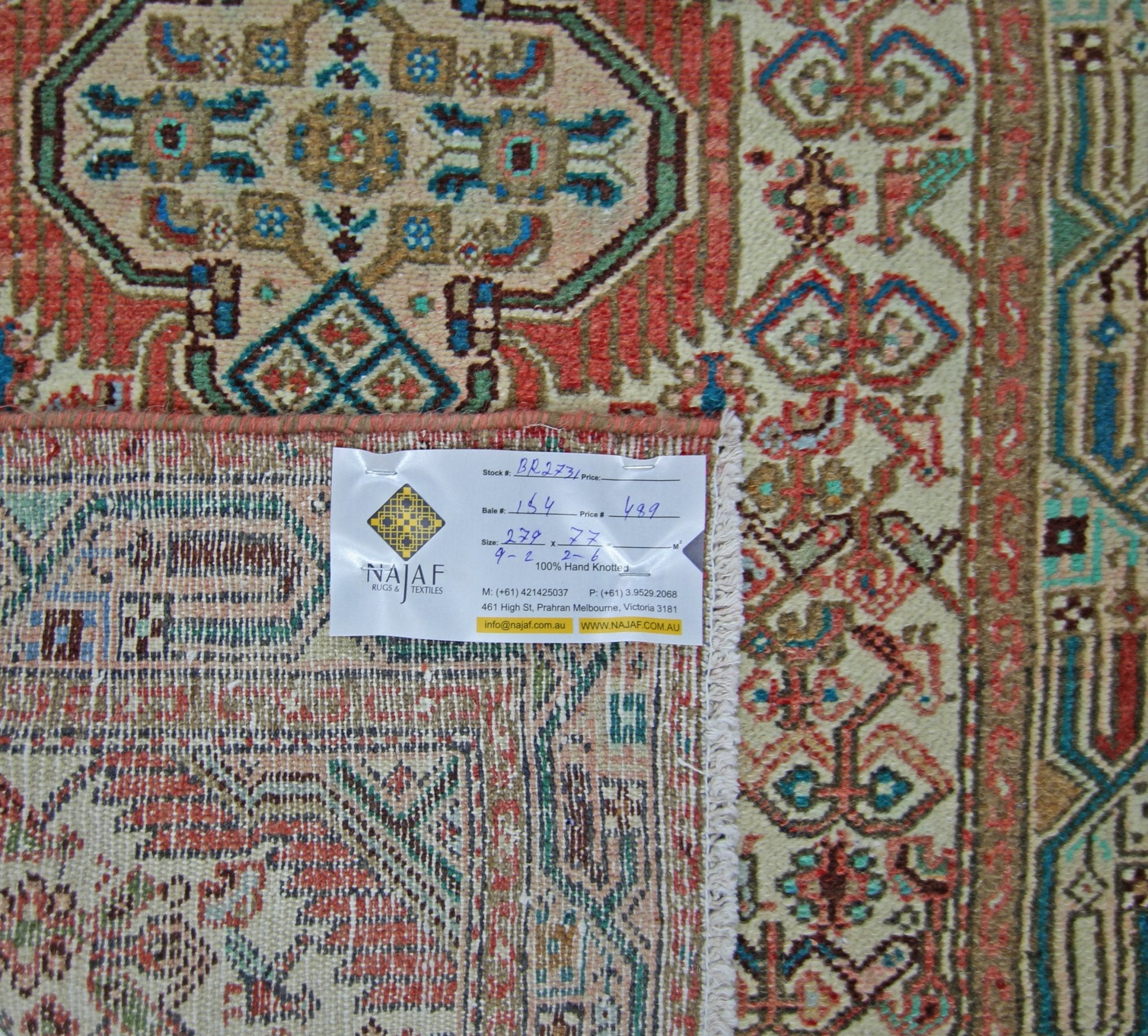 Handmade Vintage Persian Hallway Runner | 279 x 77 cm | 9'2" x 2'6" - Najaf Rugs & Textile