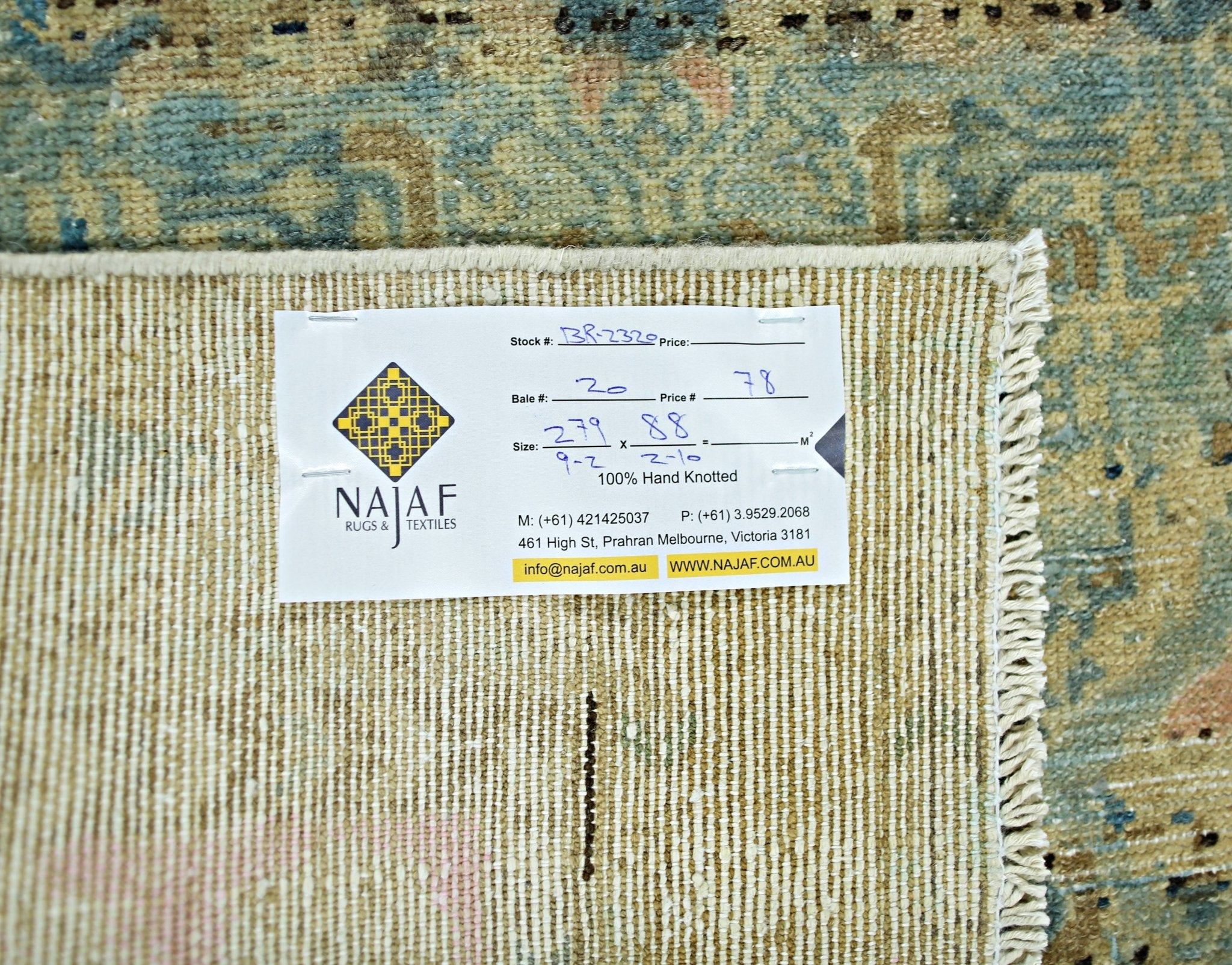 Handmade Vintage Persian Hallway Runner | 279 x 88 cm | 9'2" x 2'10" - Najaf Rugs & Textile