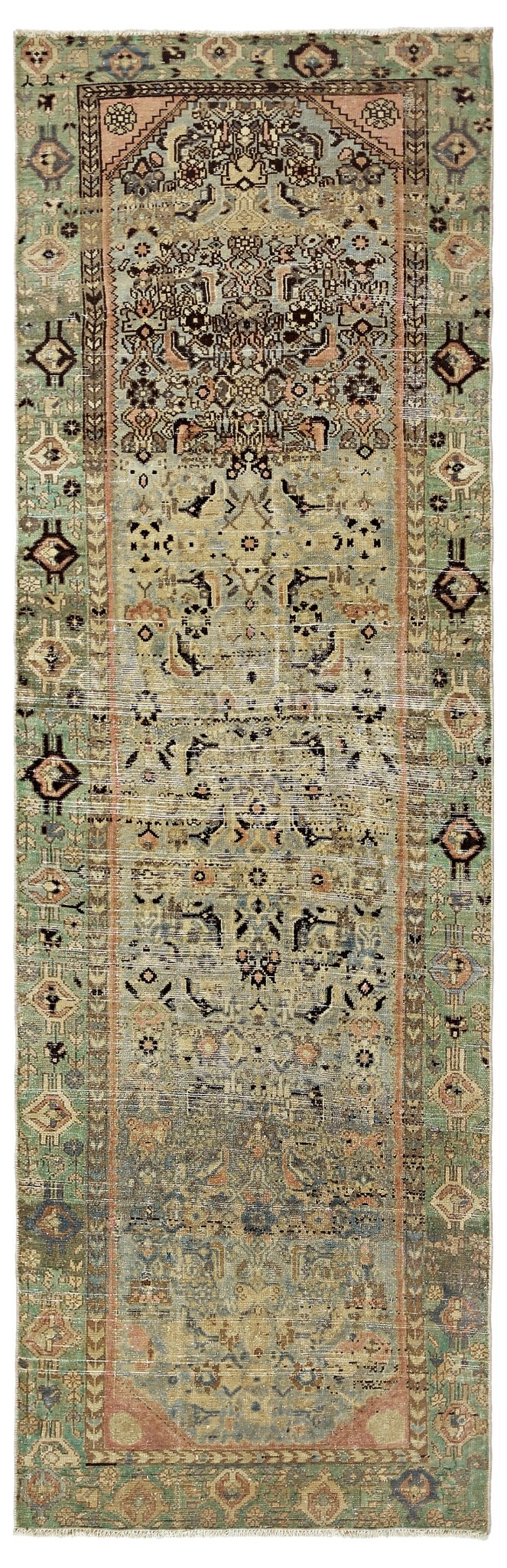 Handmade Vintage Persian Hallway Runner | 279 x 88 cm | 9'2" x 2'10" - Najaf Rugs & Textile