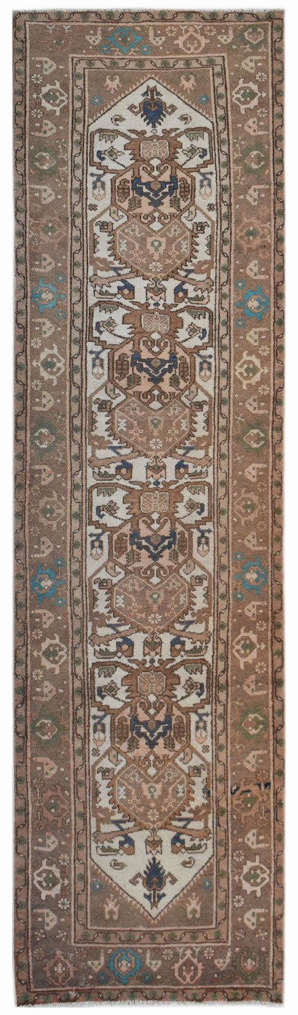 Handmade Vintage Persian Hallway Runner | 282 x 78 cm | 9'3" x 2'7" - Najaf Rugs & Textile