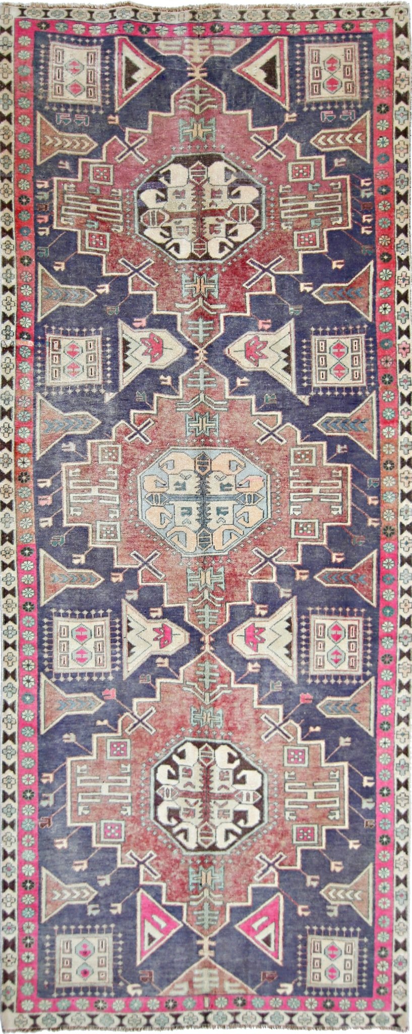 Handmade Vintage Persian Hallway Runner | 283 x 113 cm | 9'3" x 3'9" - Najaf Rugs & Textile