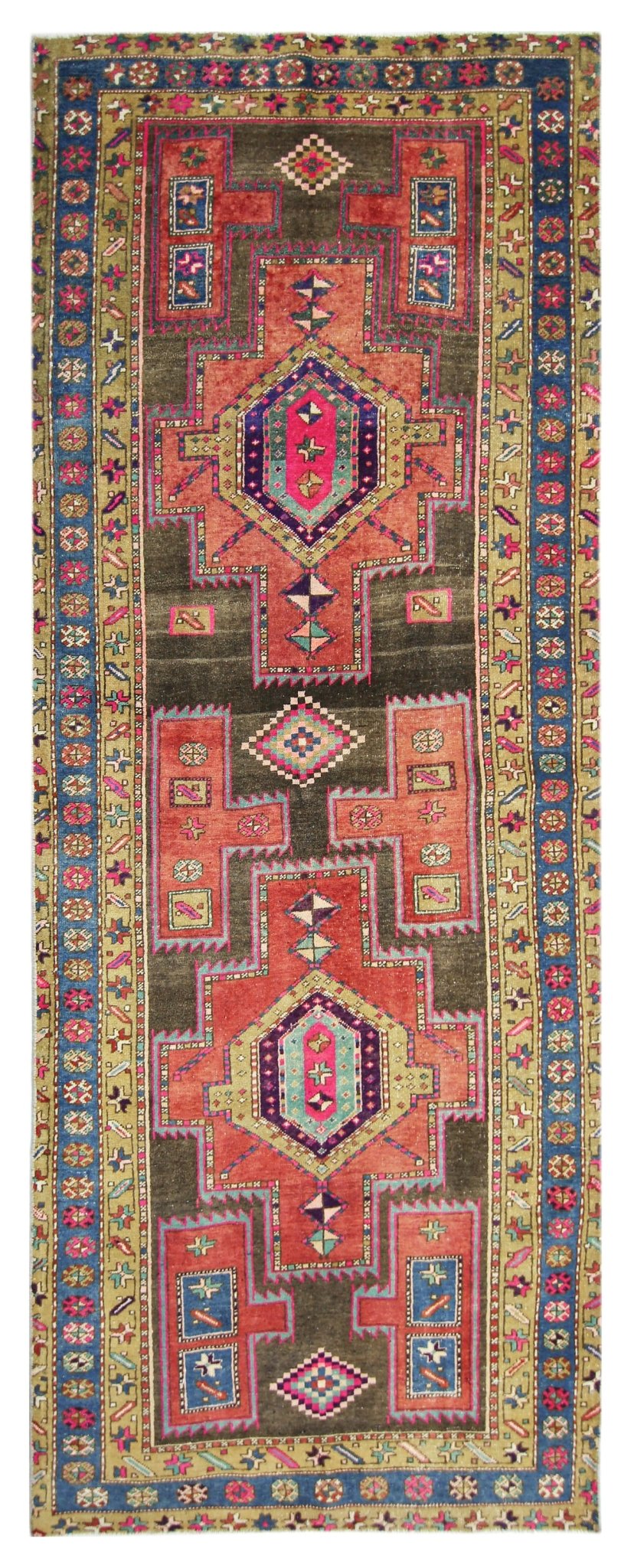 Handmade Vintage Persian Hallway Runner | 286 x 112 cm | 9'4" x 3'8" - Najaf Rugs & Textile