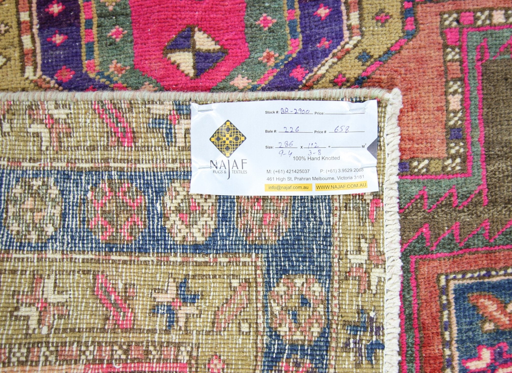 Handmade Vintage Persian Hallway Runner | 286 x 112 cm | 9'4" x 3'8" - Najaf Rugs & Textile