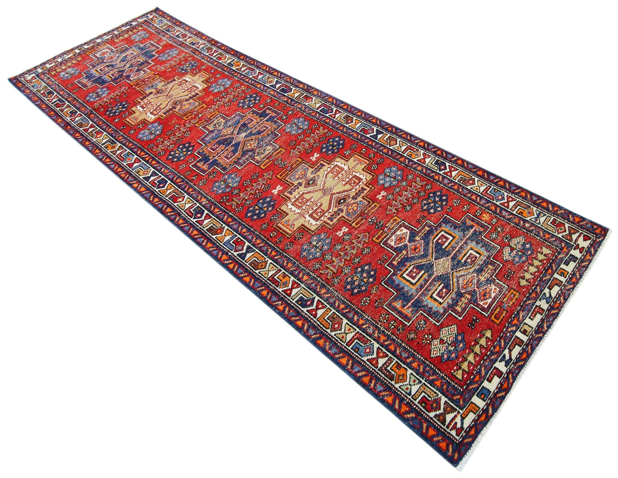 Handmade Vintage Persian Hallway Runner | 286 x 95 cm | 9'5" x 3'1" - Najaf Rugs & Textile