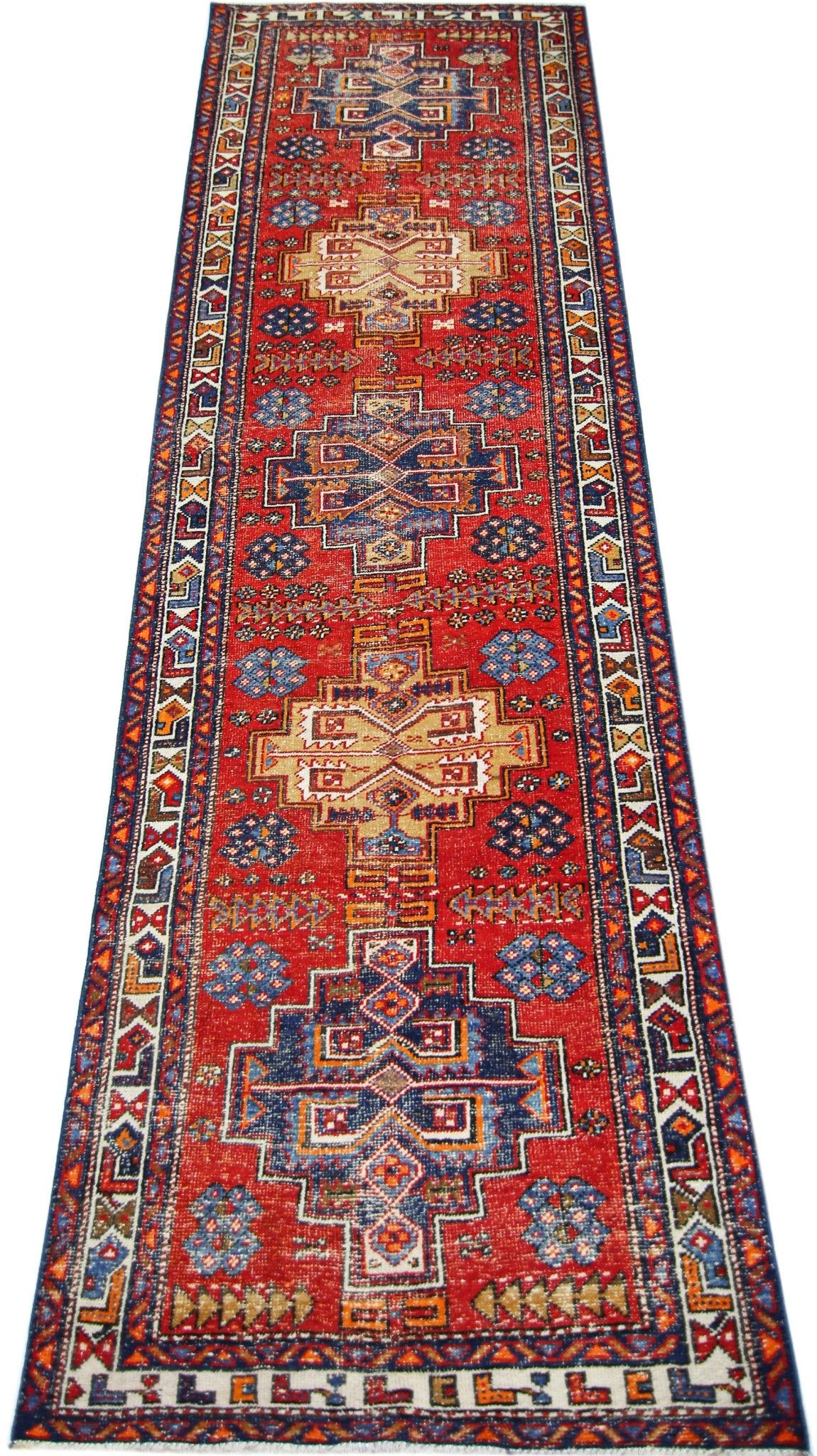 Handmade Vintage Persian Hallway Runner | 286 x 95 cm | 9'5" x 3'1" - Najaf Rugs & Textile