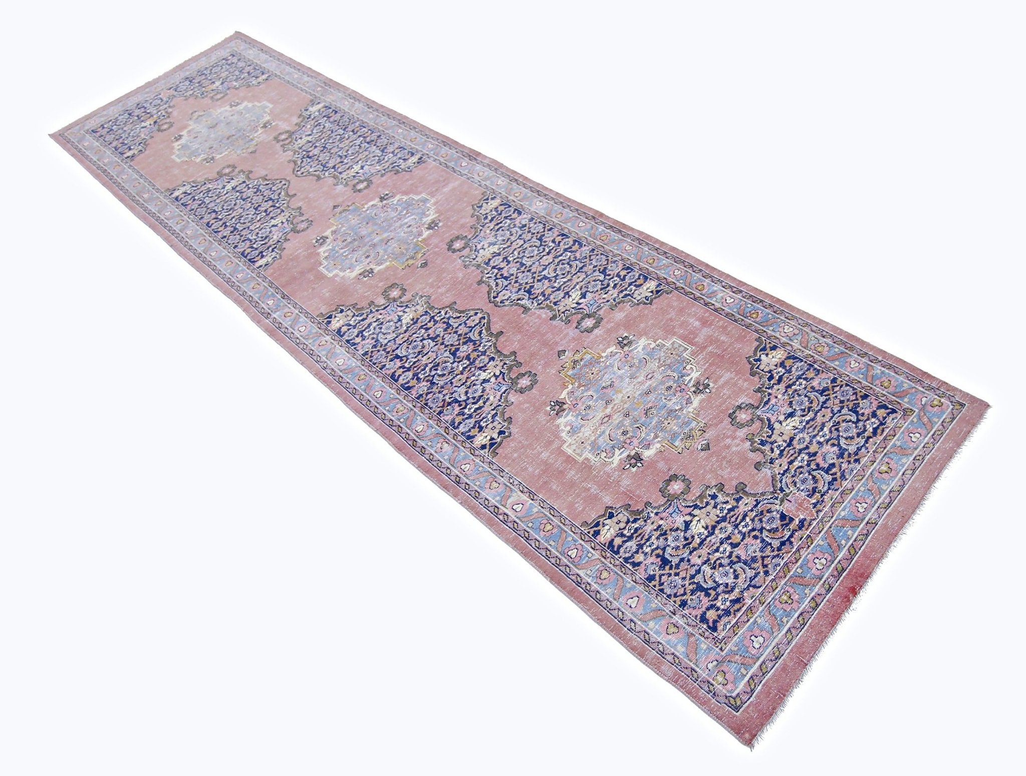 Handmade Vintage Persian Hallway Runner | 289 x 74 cm | 9'6" x 2'5" - Najaf Rugs & Textile