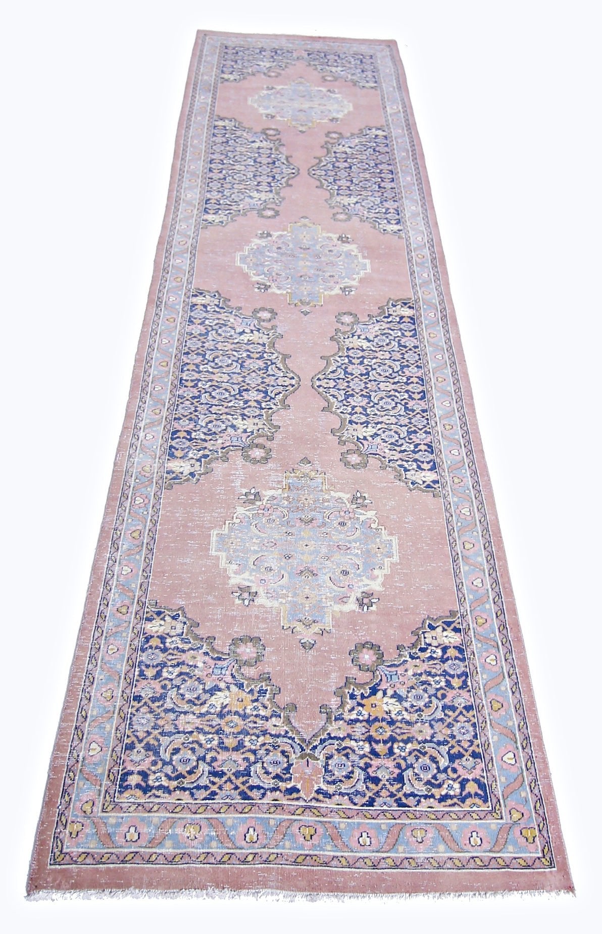 Handmade Vintage Persian Hallway Runner | 289 x 74 cm | 9'6" x 2'5" - Najaf Rugs & Textile