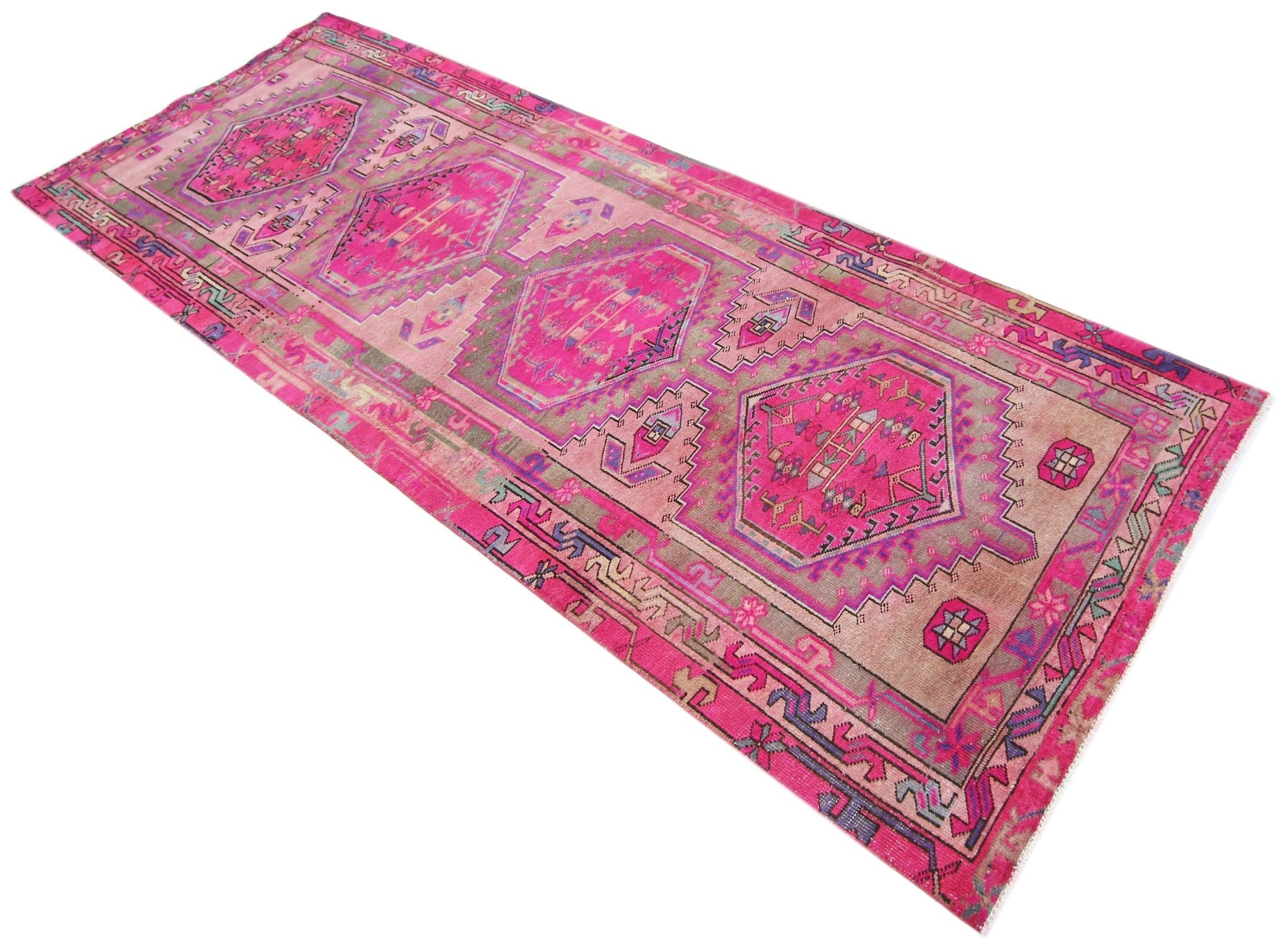 Handmade Vintage Persian Hallway Runner | 290 x 107 cm | 9'6" x 3'6" - Najaf Rugs & Textile
